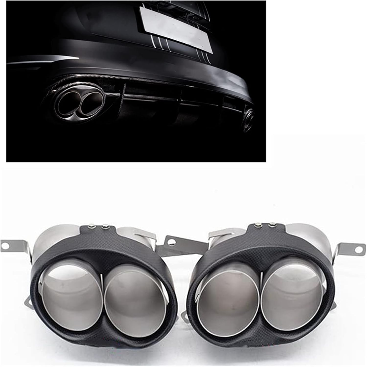 Muffler Car Rear Exhaust Muffler Tip Pipe Air Outlet Vent Exhause Out Body Kit Replacement Tailpipe Compatible with RS4 RS5 RS6 RS7