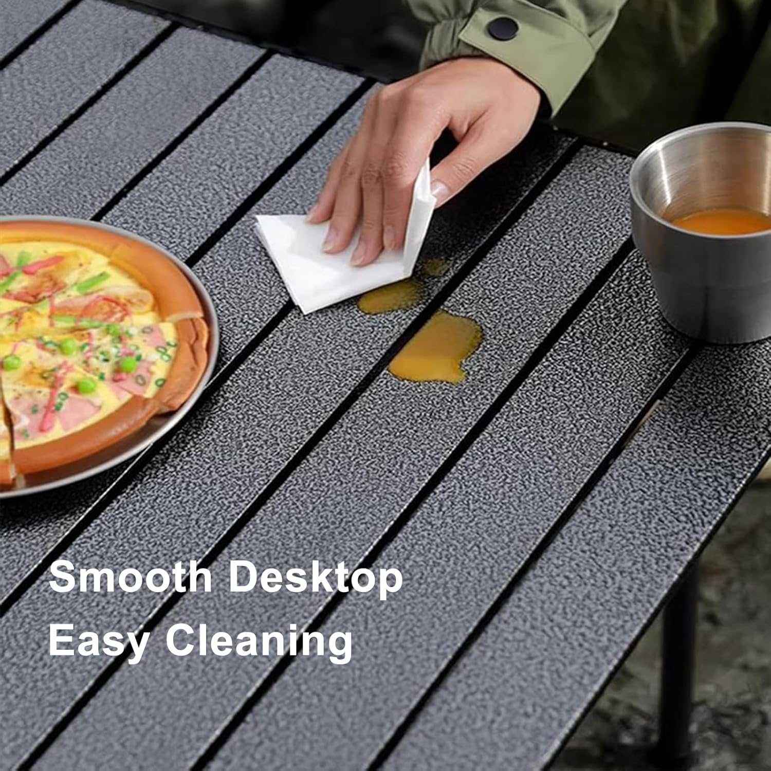 Foldable Camping Table Adjustable Height with Storage Bag, Generous Detachable Tabletop 95X55Cm, Portable Lightweight Picnic Table Quick Setup Capacity 150KG, for BBQ Garden Backyard Poolside image number 5