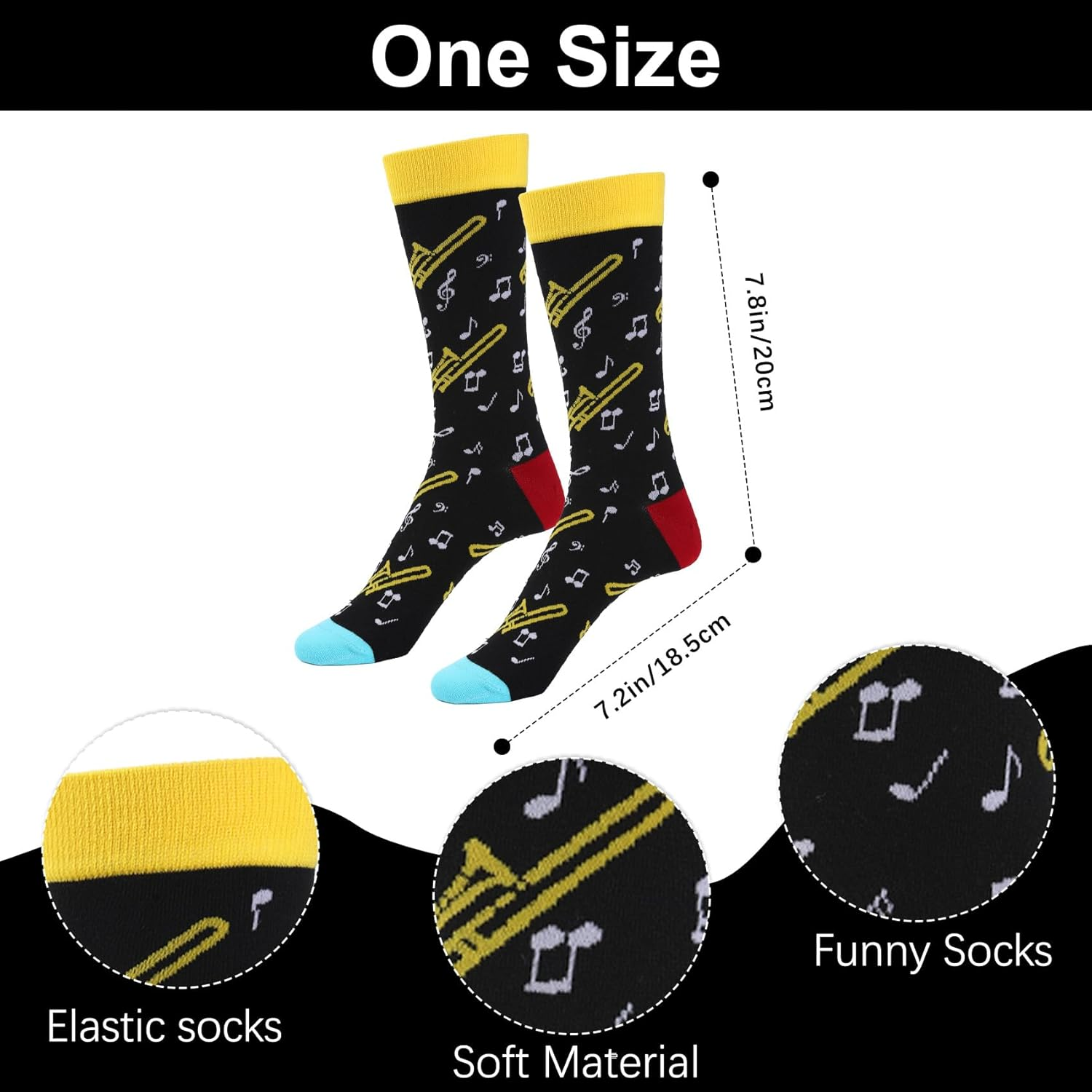 Music Teacher Gifts Women Male, Appreciation Thank You Music Teacher Gifts Trombone Socks, Best End of Year Birthday Retirement Retired Gift Ideas Funny Stocking Stuffers Christmas Valentines