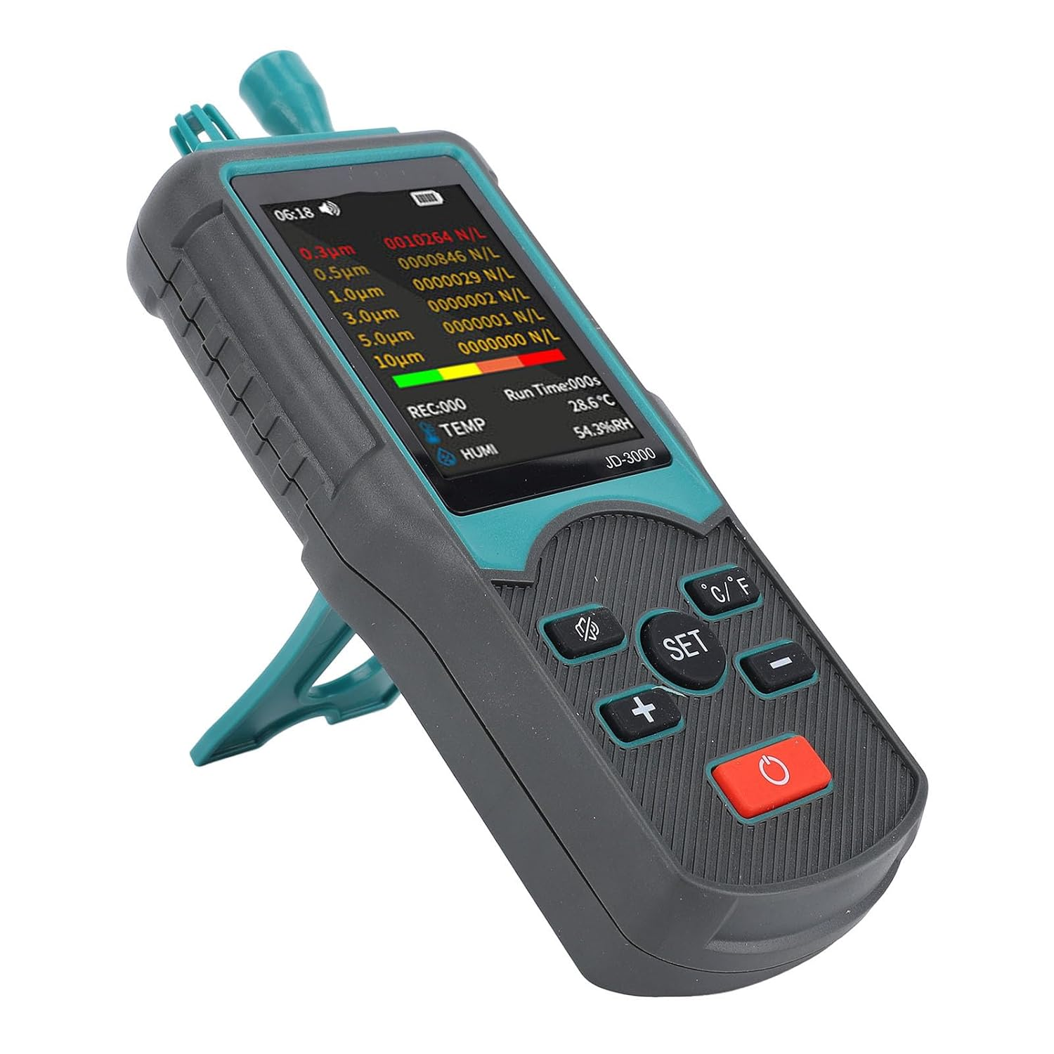 Handheld Dust Particle Counter, Multi Functional Dust Monitor for Air Quality Detection with Two Measurement Modes, Data Storage and Fast Measurement, Foldable Bracket Design, image number 5