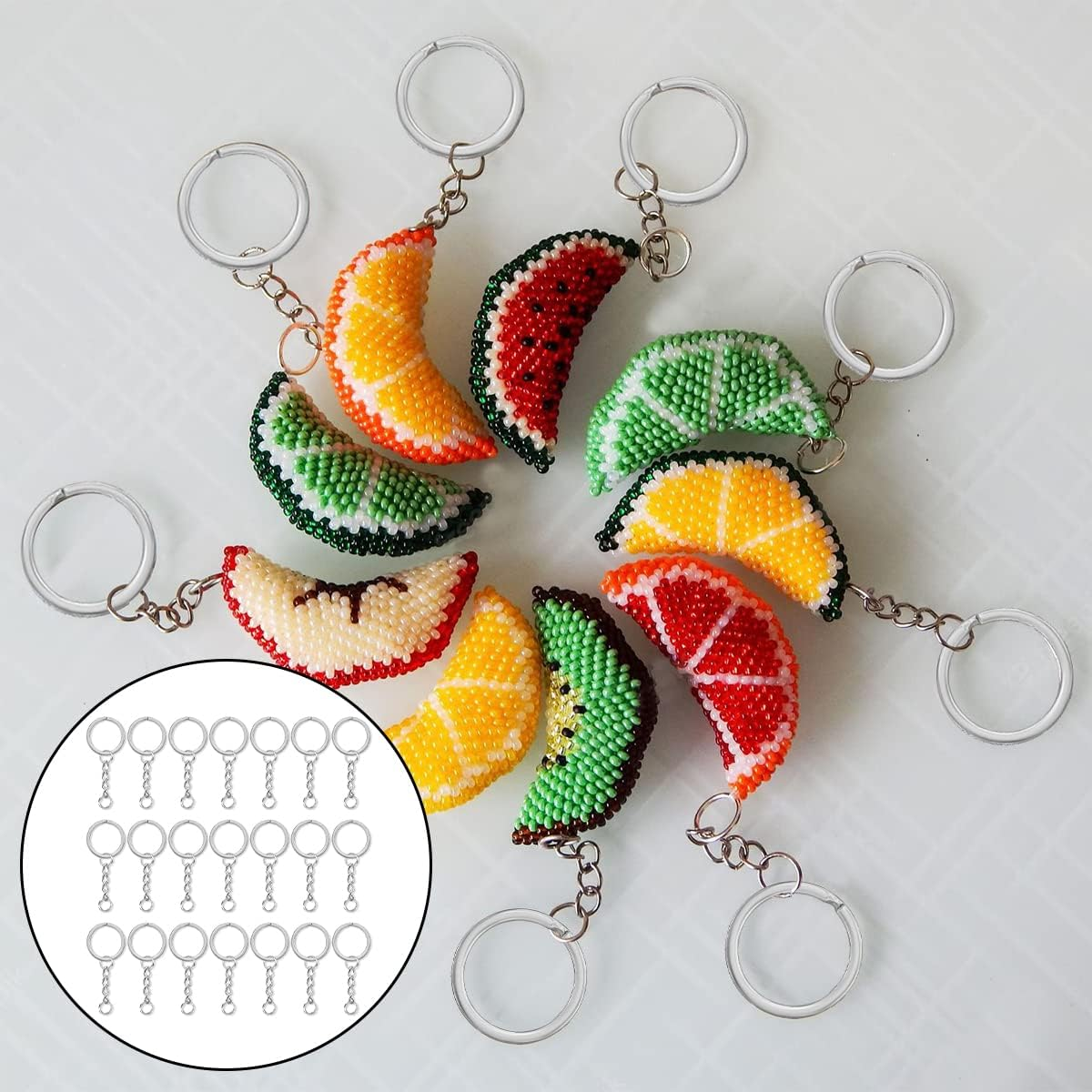 WELANE Key Rings with Chain, 50 Set Key Chain Rings and Jump Rings for Keychain Making Supplies DIY Crafts (2.5Cm) image number 2