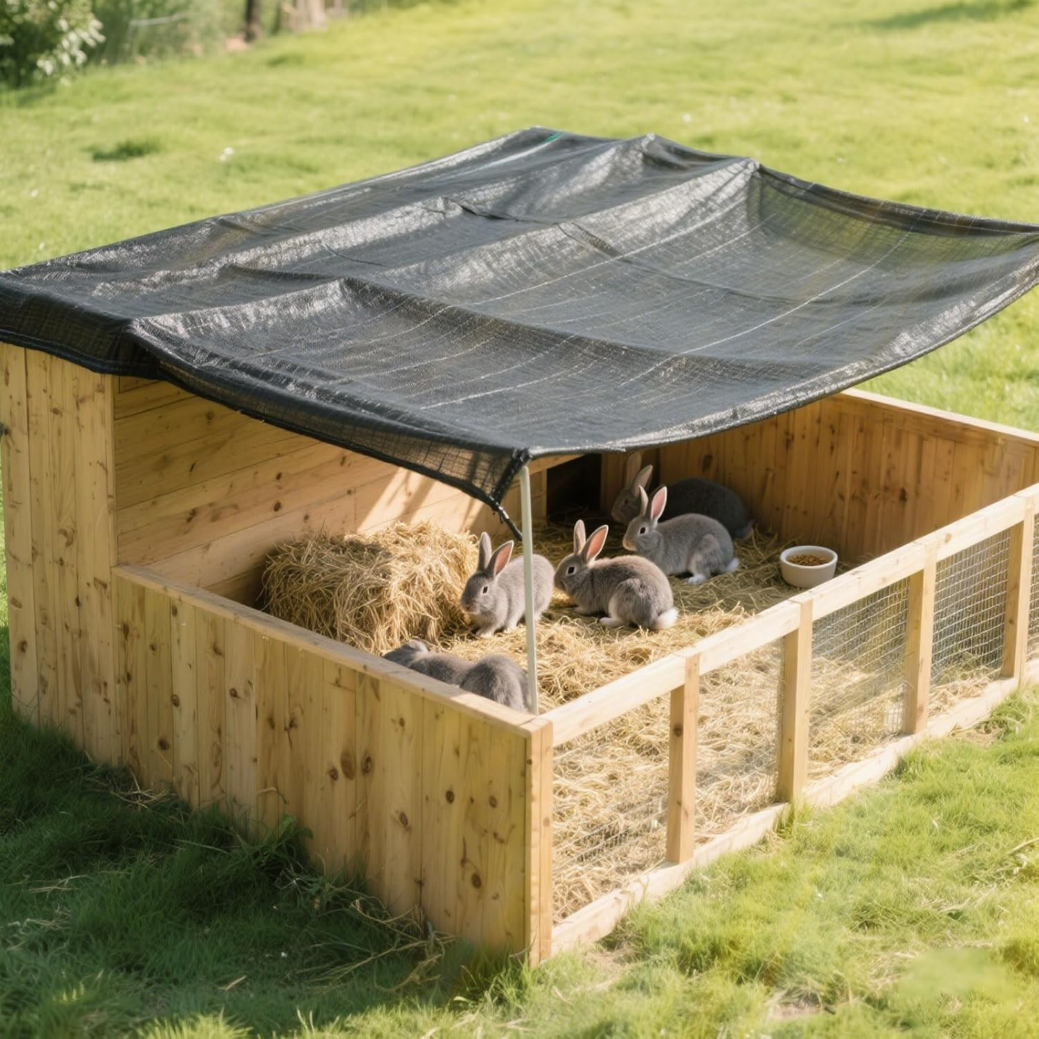 2 X 2M Rabbit Hutch Cover UV Protection 90% Sun Protection Pet Cage Chicken Coop Cover for Guinea Pig Rabbit Chicken Duck and Other Small Animals image number 5