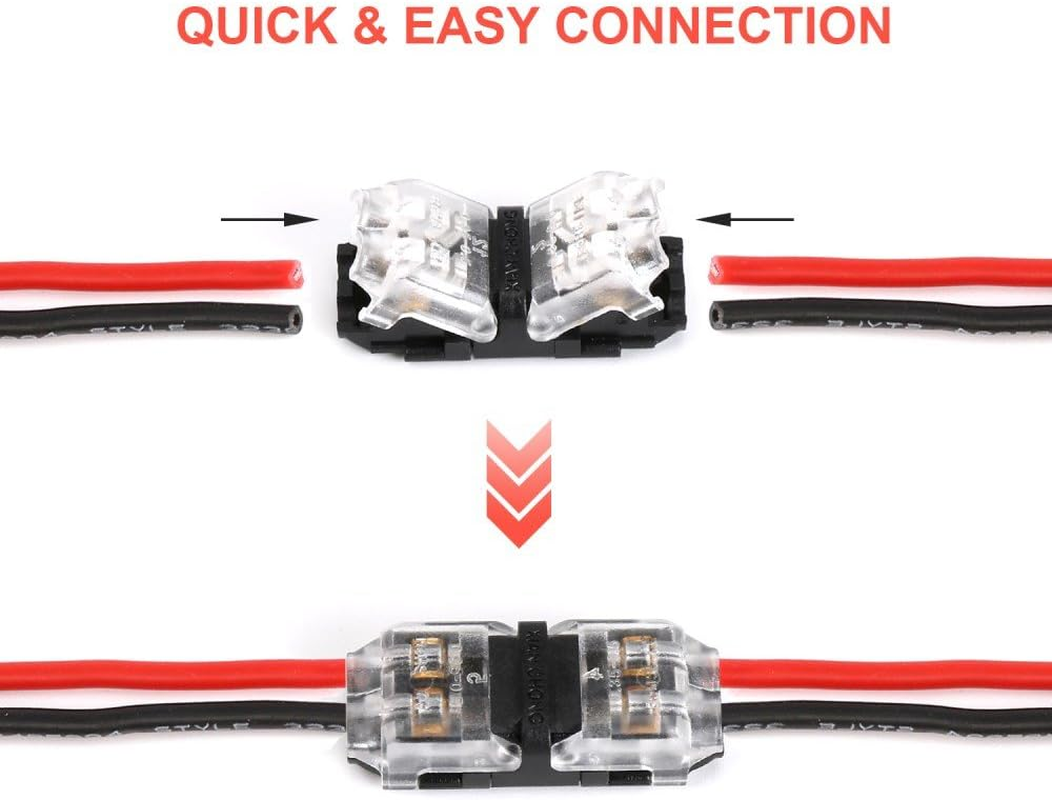 Low Voltage Wire Connectors, TYUMEN 12Pcs 2 Pin 2 Way Universal Compact Wire I Shape Terminals, No Wire-Stripping Required, Toolless Wire Connectors, Quick Splice Wire Wiring Connector for AWG 20-24 image number 4