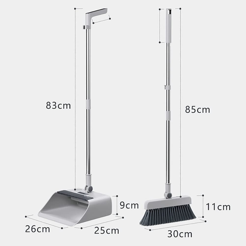 Broom and Dustpan Set for Home, Long Handle 180&deg; Rotating Broom and Dustpan Combo with Teeth, Foldable Upright Standing Dust Pan and Broom for Room, Kitchen, Office Floor Cleaning image number 6
