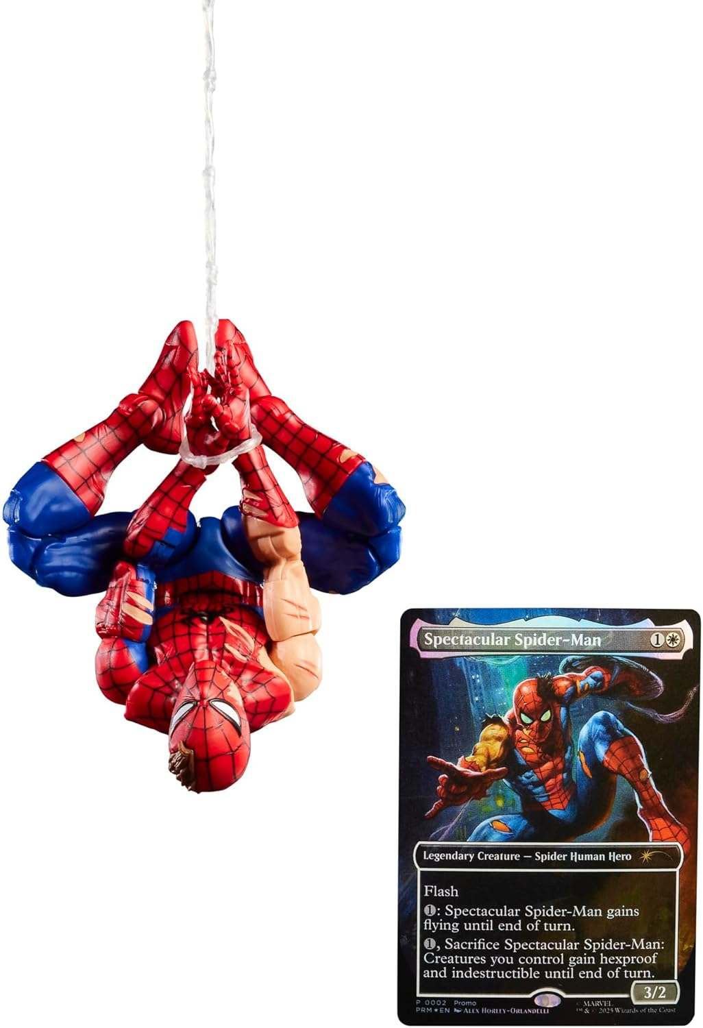 Marvel Legends Series Magic: the Gathering Battle-Damaged Spider-Man, 6-Inch Action Figure Toy plus Exclusive Foil Collectible Card Game Trading Card image number 3