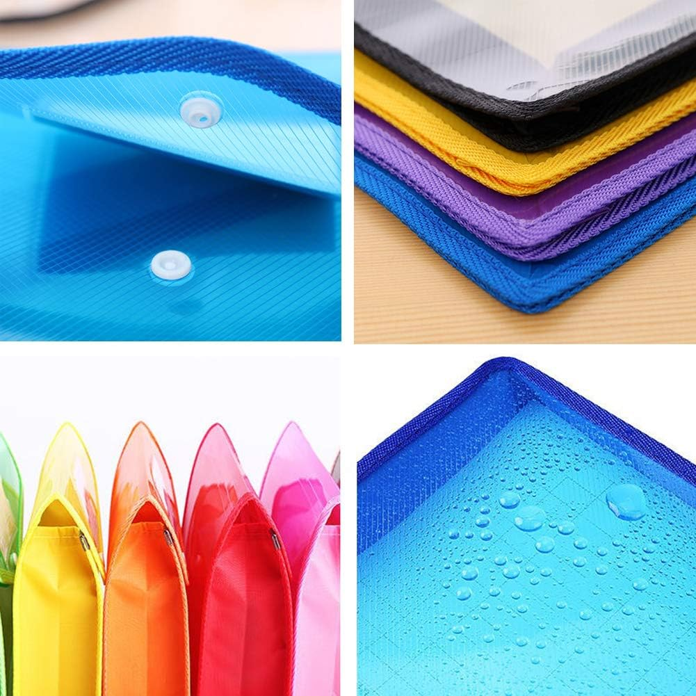 Abgream 7 Pack File Folder - Expandable Poly Envelopes B4 Plastic Document Folder Button Closure Waterproof File Pouch with 7Pcs Black Gel Ink Pens for School Office Supplies (Assorted Colors) image number 1