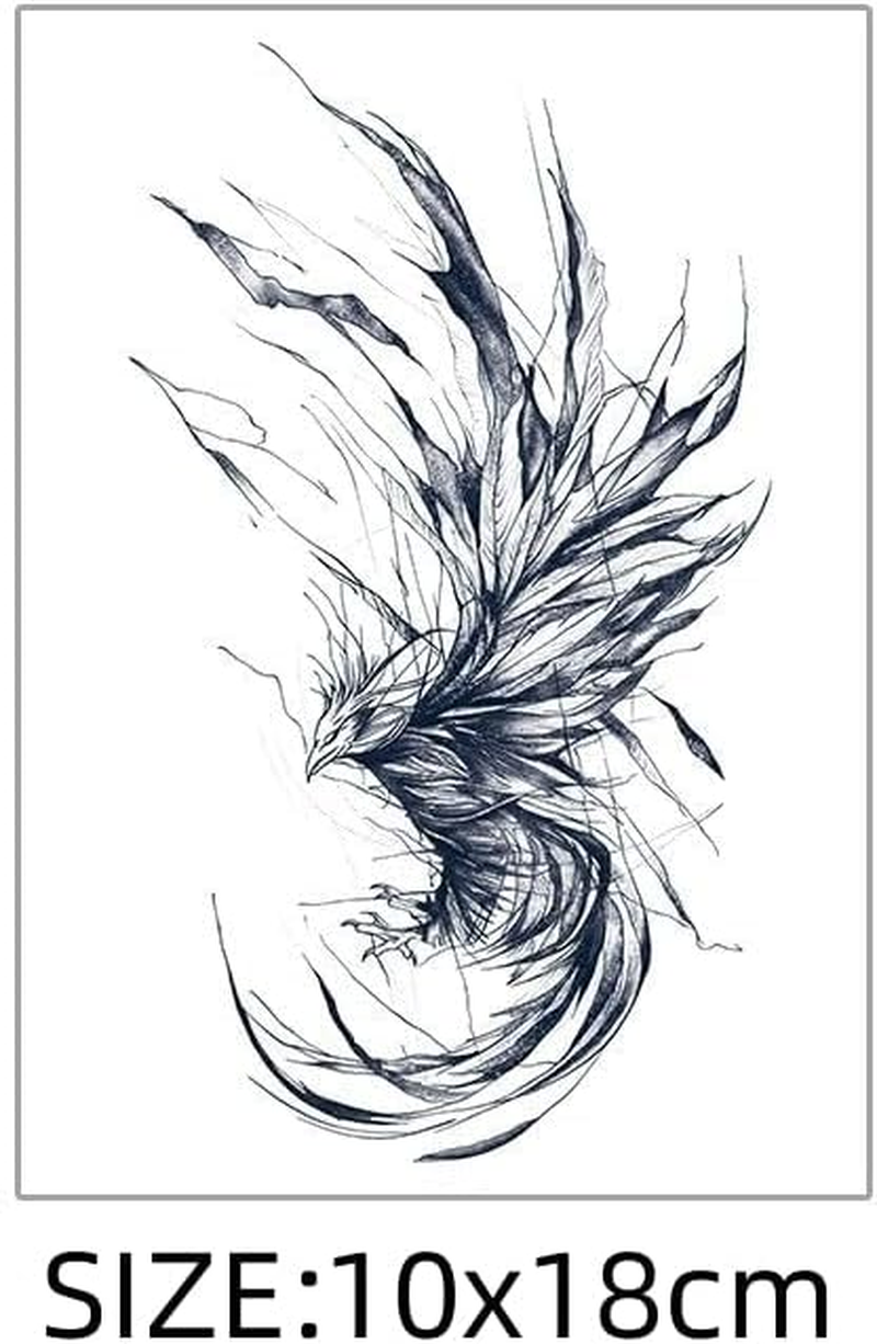 2 PCS Herbal Tattoo Stickers Semi-Permanent Juice Waterproof Juice Arm Dark Phoenix Temporary Tattoo image number 1