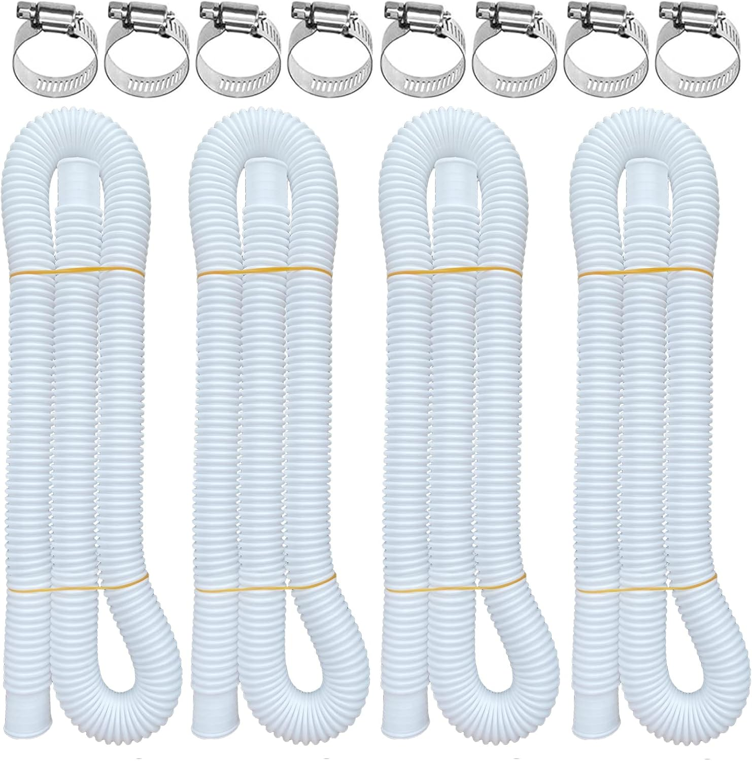 Replacement Pool Hose,4 Pack 1.25" Diameter Accessory Pool Pump Replacement Hose 59&rdquo; Long for above Ground Pools - Filter Pump Hose Bundled with 8 Metal Clamps (4) image number 3