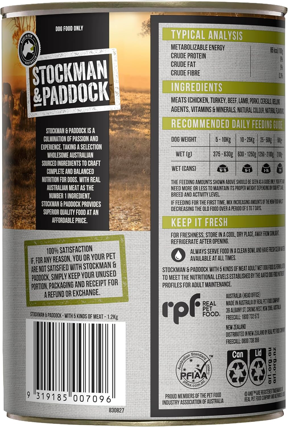 Stockman & Paddock Adult Wet Dog Food, 5 Kinds of Meat 6X1.2Kg - Real Australian Meat for Complete Nutrition, a Hearty Meal Dogs Love image number 3