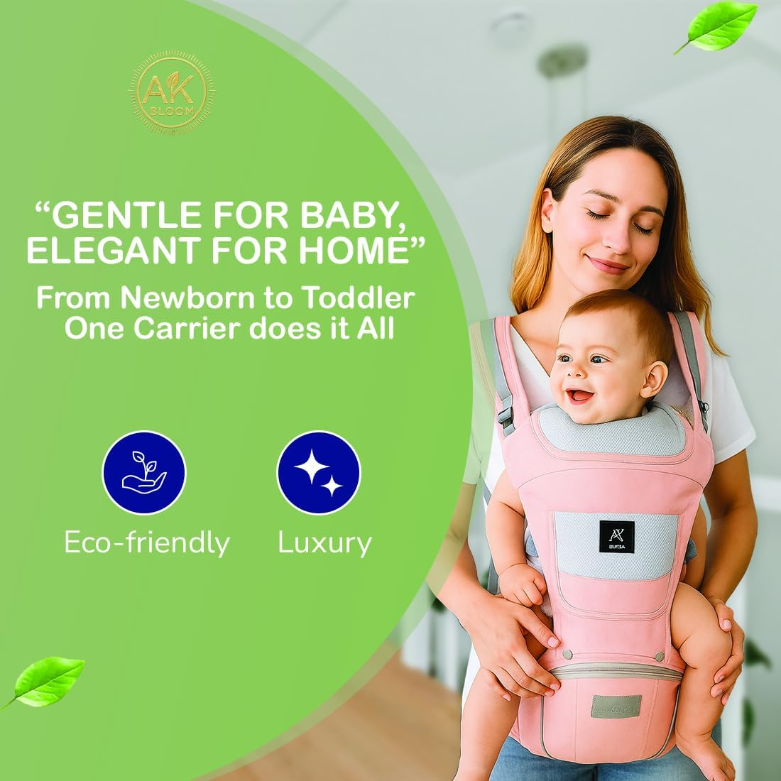 Baby Carrier &ndash; Ergonomic Newborn Carrier 3.5&ndash;15 Kg, Soft Structured Front & Back Carry, Breathable & Adjustable - Grey image number 3