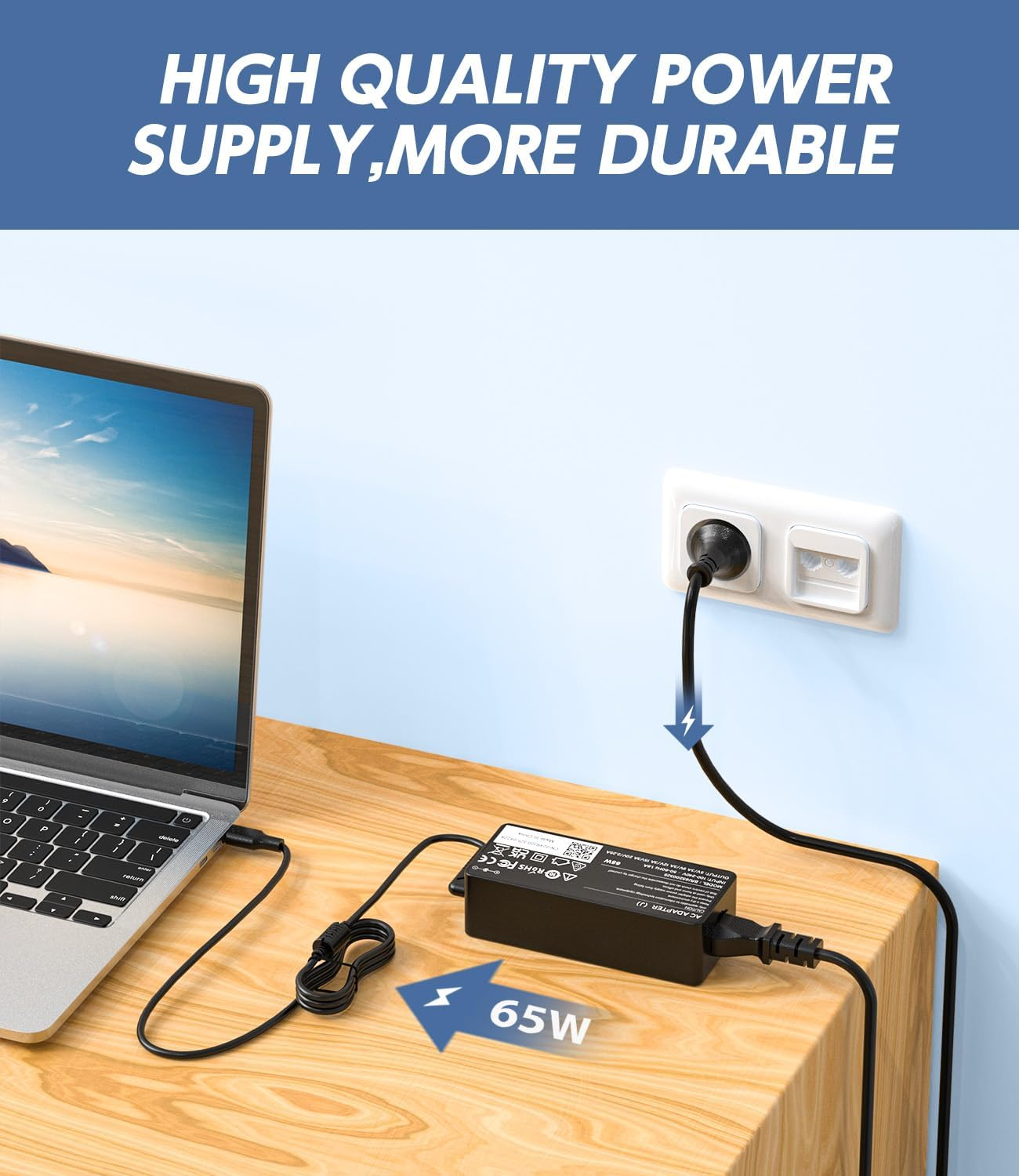 Shefor 65W USB C Laptop Charger Adapter Compatible with Lenovo Thinkpad X1 Carbon T14 T480 T490 T580 T590 E580 E585 E590 E595 Yoga C740 720 730 720-13Ikb 730-13Ikb 910 Type C AC Power Adapter Cord image number 5