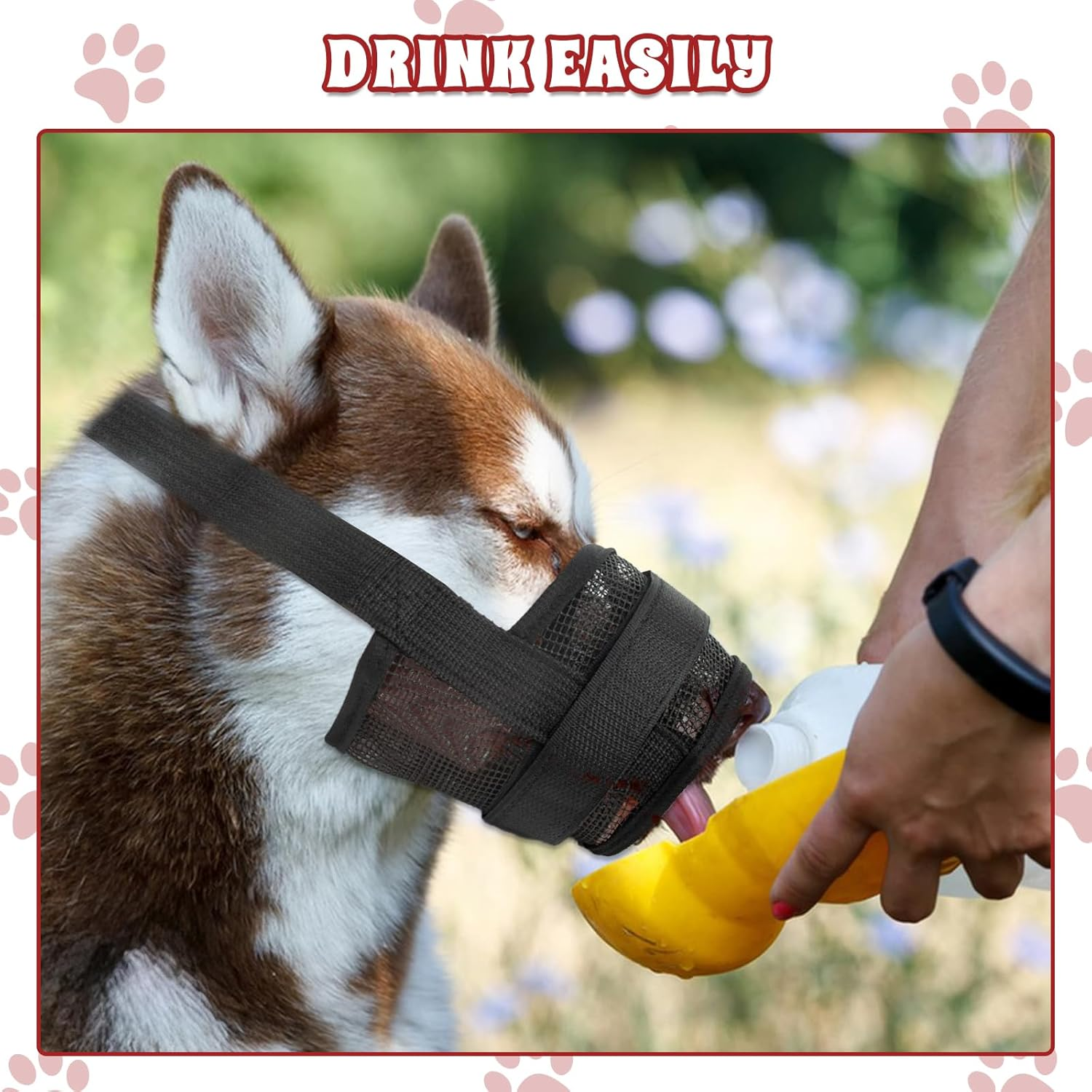 Byhoo Dog Muzzle Cover for Large Medium and Small Dogs Comfortable & Adjustable with Ultra-Breathable Soft Mesh Prevent Biting Barking and Chewing (Fits Mouth Size 8.66-11.02 Inches) image number 4