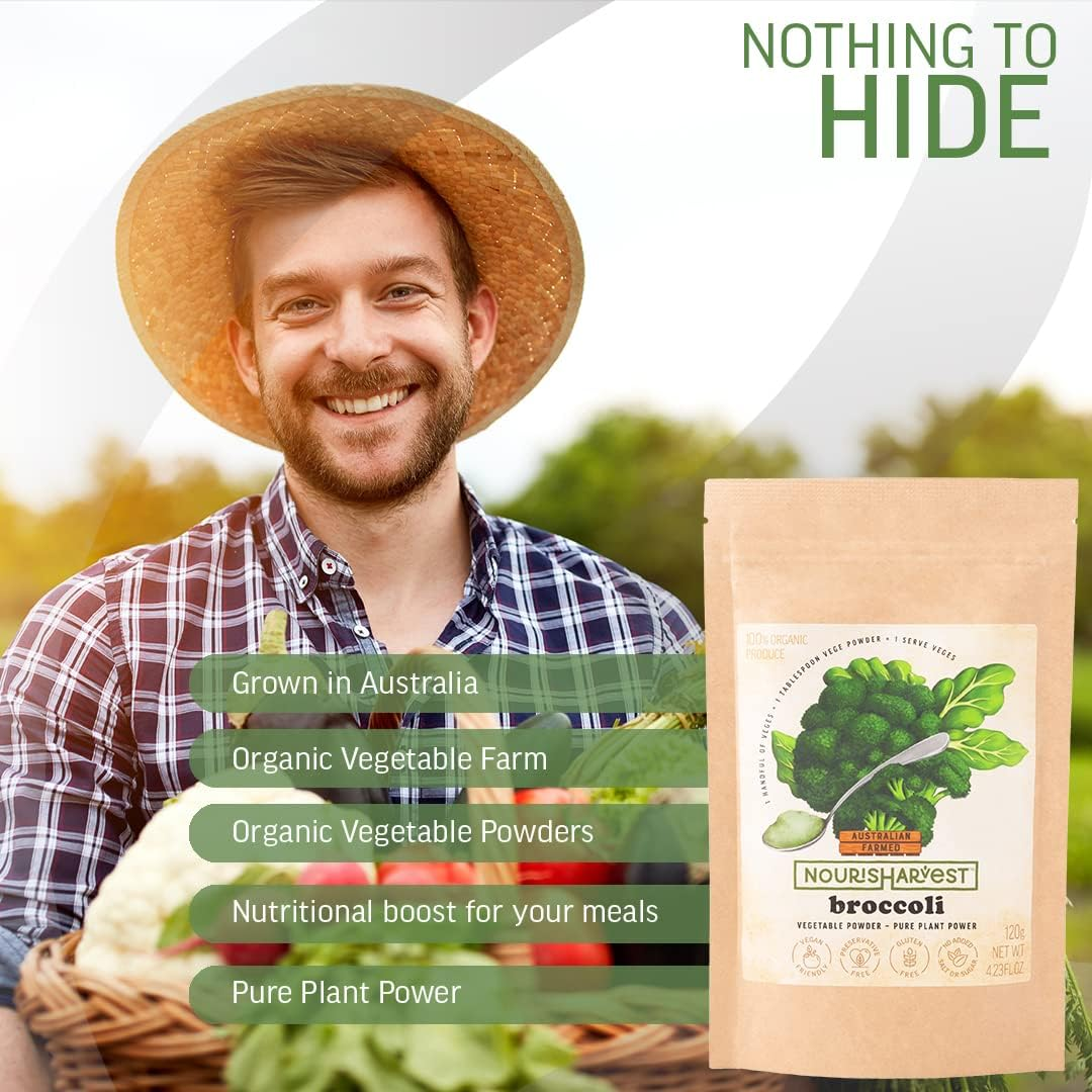 Australian Broccoli Vegetable Powder - Vitamin C & a Rich, Nutrient-Boosted Food Enhancer for Smoothies, Sauces & Bakes - 100% Pure, No Added Sugar/Salt, Fiber Fortified