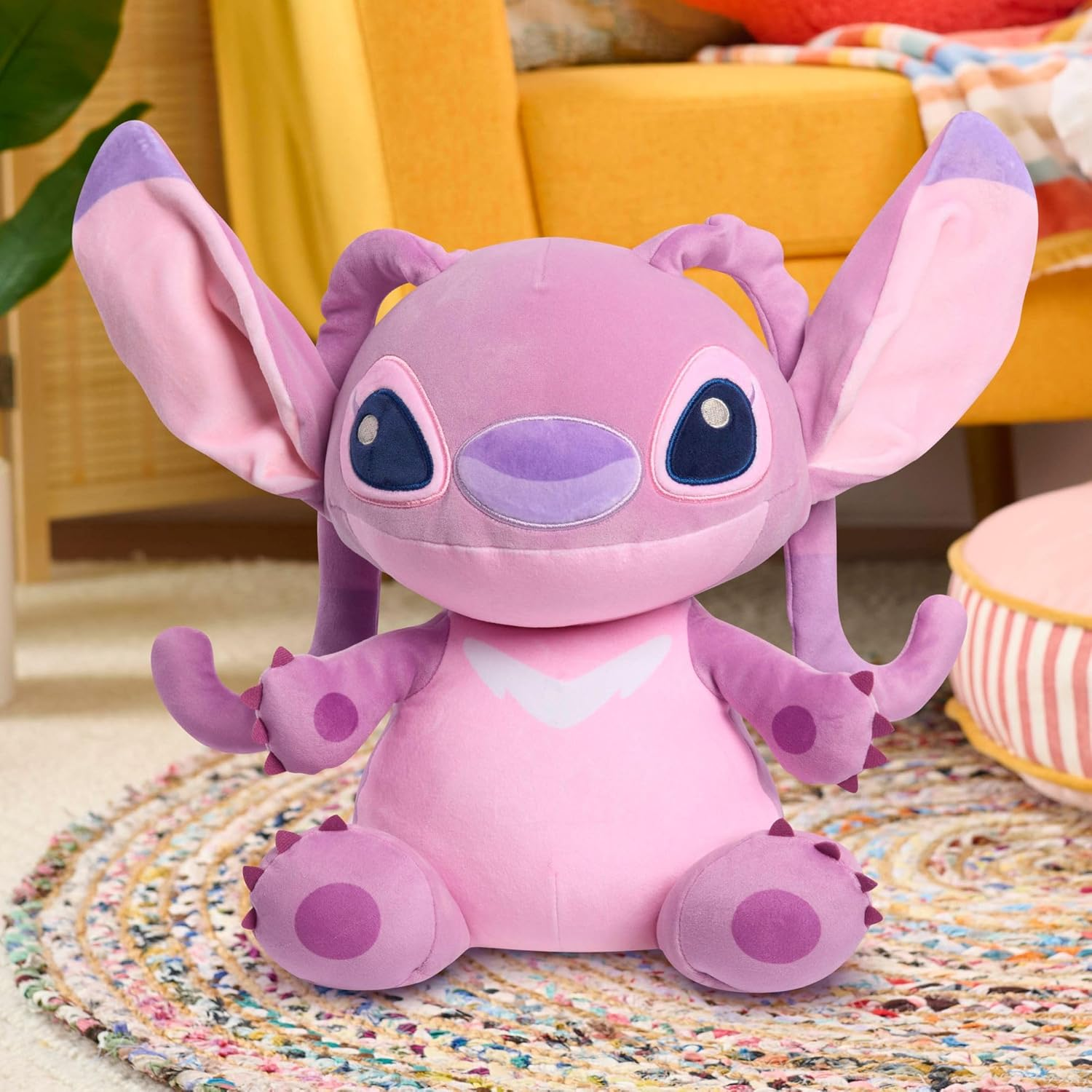 Disney Stitch Comfort Weighted Plush Angel, Officially Licensed, 14-Inch Stuffed Animal, Super Soft Snuggly Stretchy Fabric, Alien, Pink, Kids Toys for Ages 3 up by Just Play image number 4