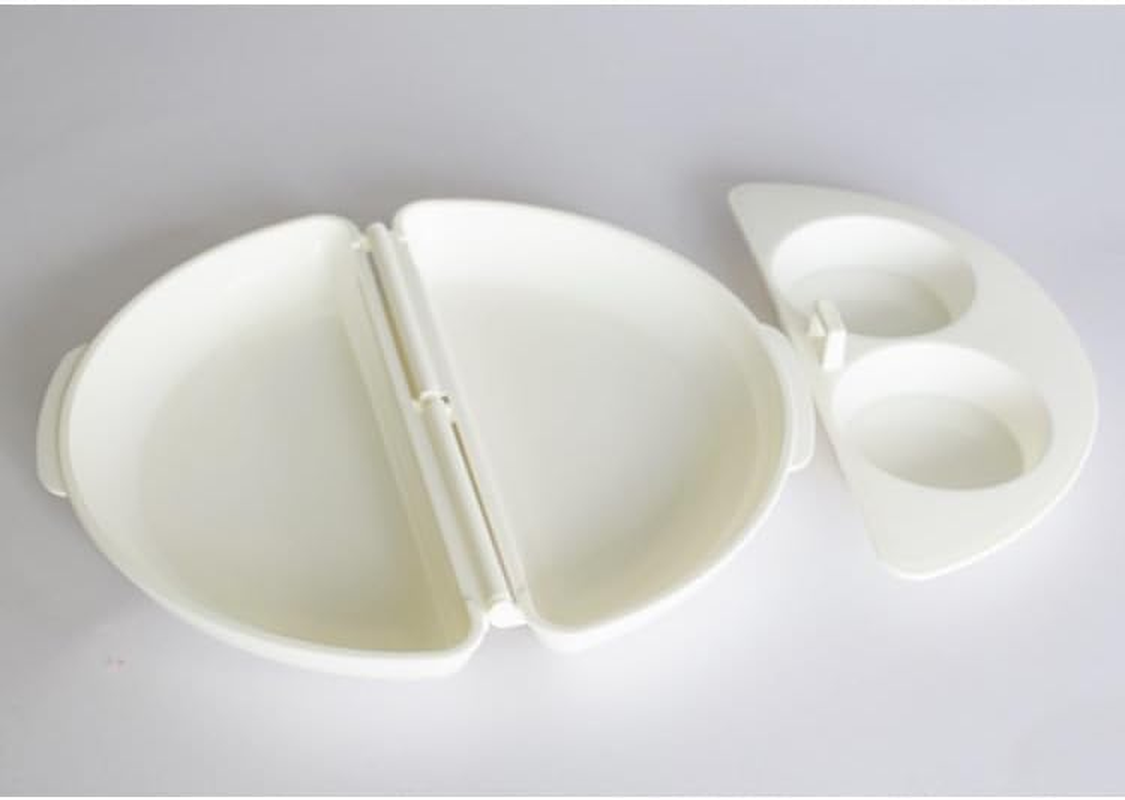 White Easy Egg Breakfast Set, Microwave Omelet Pan and Egg Poacher Quick Egg Maker Microwave Egg Omelette Omelett Omelet Pan Maker Microwavable Cooker, 2 Cavity Egg Poacher Set Plastic Quick Egg Maker image number 2