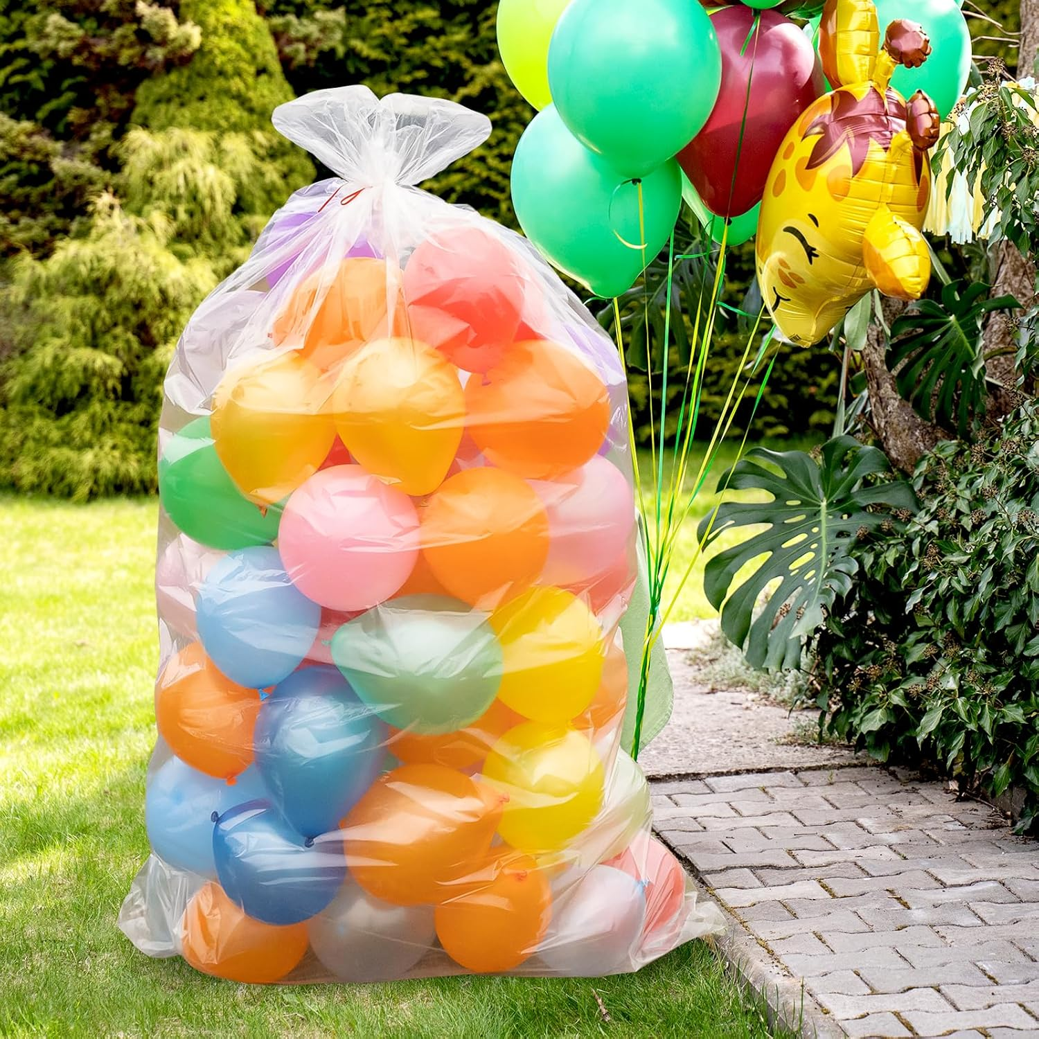 3 Pack Large Balloon Bags for Transport Reusable 98.4 X 59 Inches Giant Balloon Drop Bag Thicken Clear Plastic Balloon Storage Bags for Birthday, Wedding, New Years, Celebration Supplies - 79" X 47" image number 6