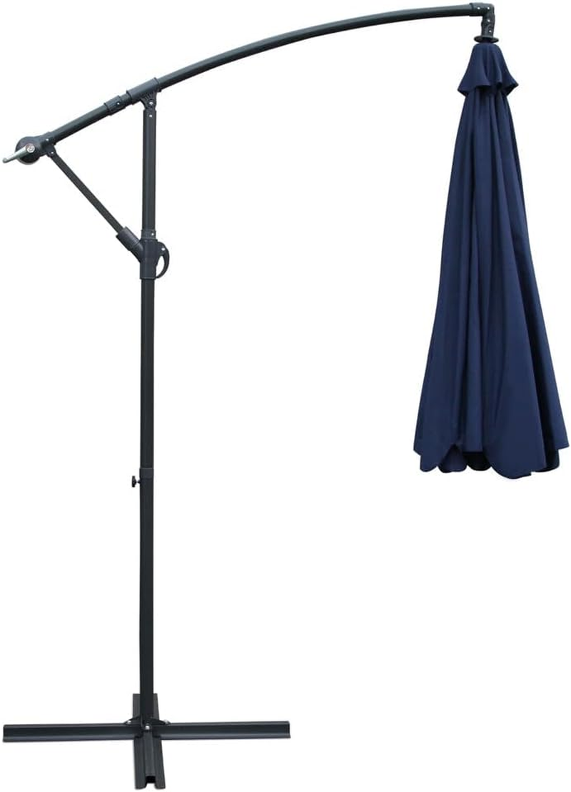 Instahut Outdoor Umbrella 3M Navy Cantilever Umbrellas Stand, Sun Beach Garden