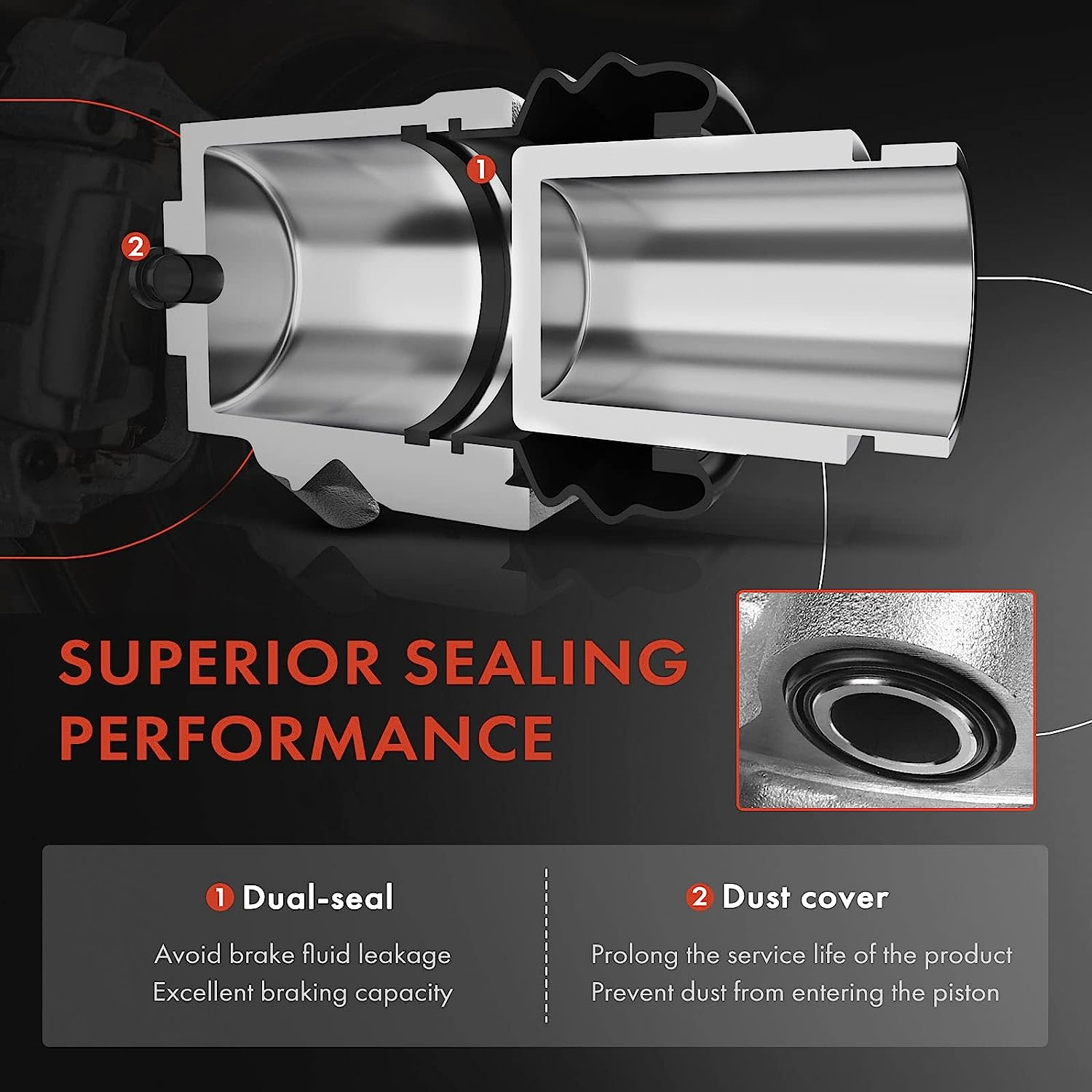 A-Premium Disc Brake Caliper Assembly Compatible with Select Subaru Models - Impreza 2004 2005 2006 2007 2.5L Sedan - Front Right Passenger Side image number 4