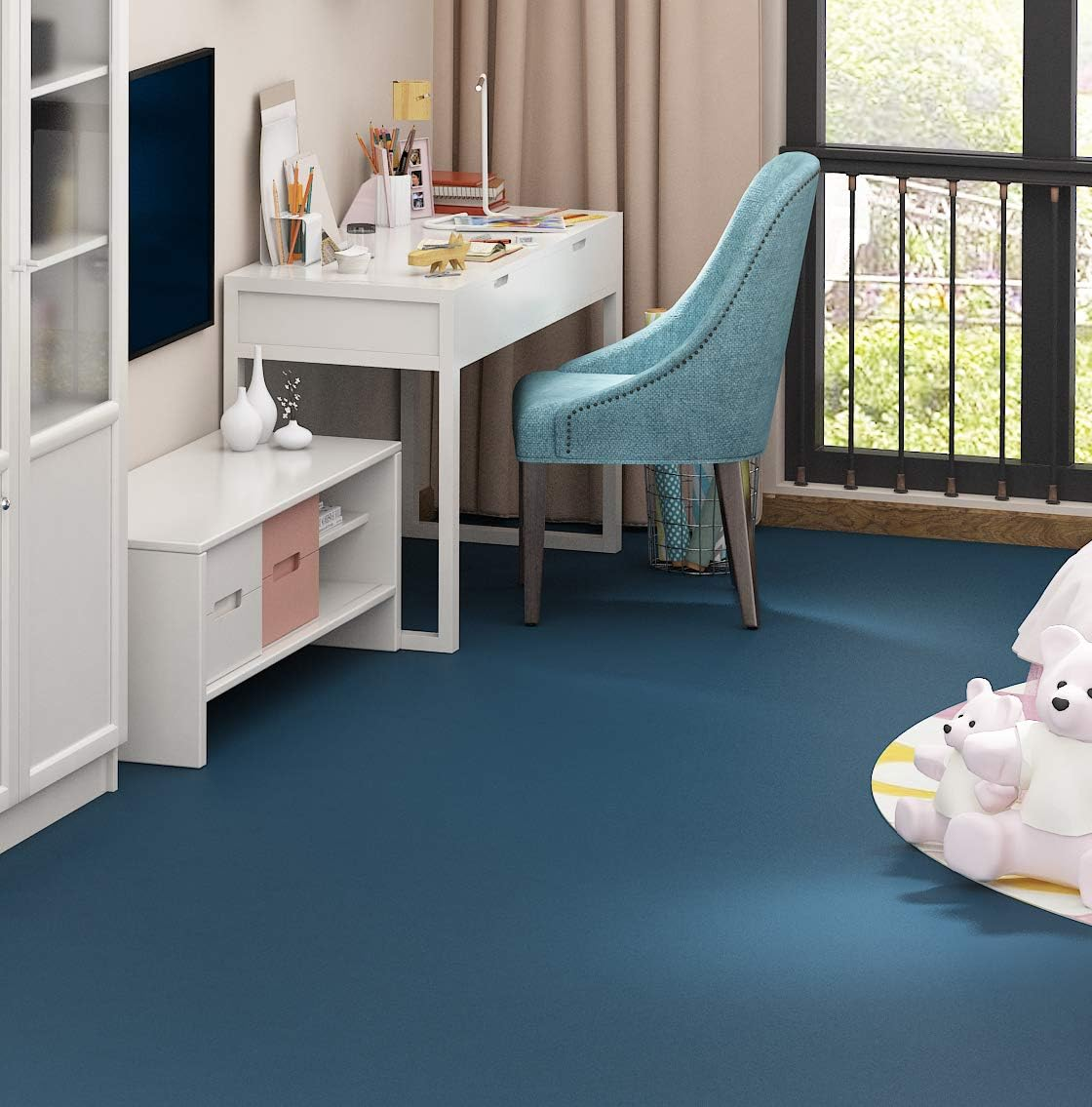 Livelynine 15.8 X 394 Inch Blue Wallpaper Peel and Stick Removable Wall Paper Roll for Bedroom Kids Living Room Walls Bathroom Counter Cabinet Waterproof Colored Contact Paper Decorative Covering image number 5