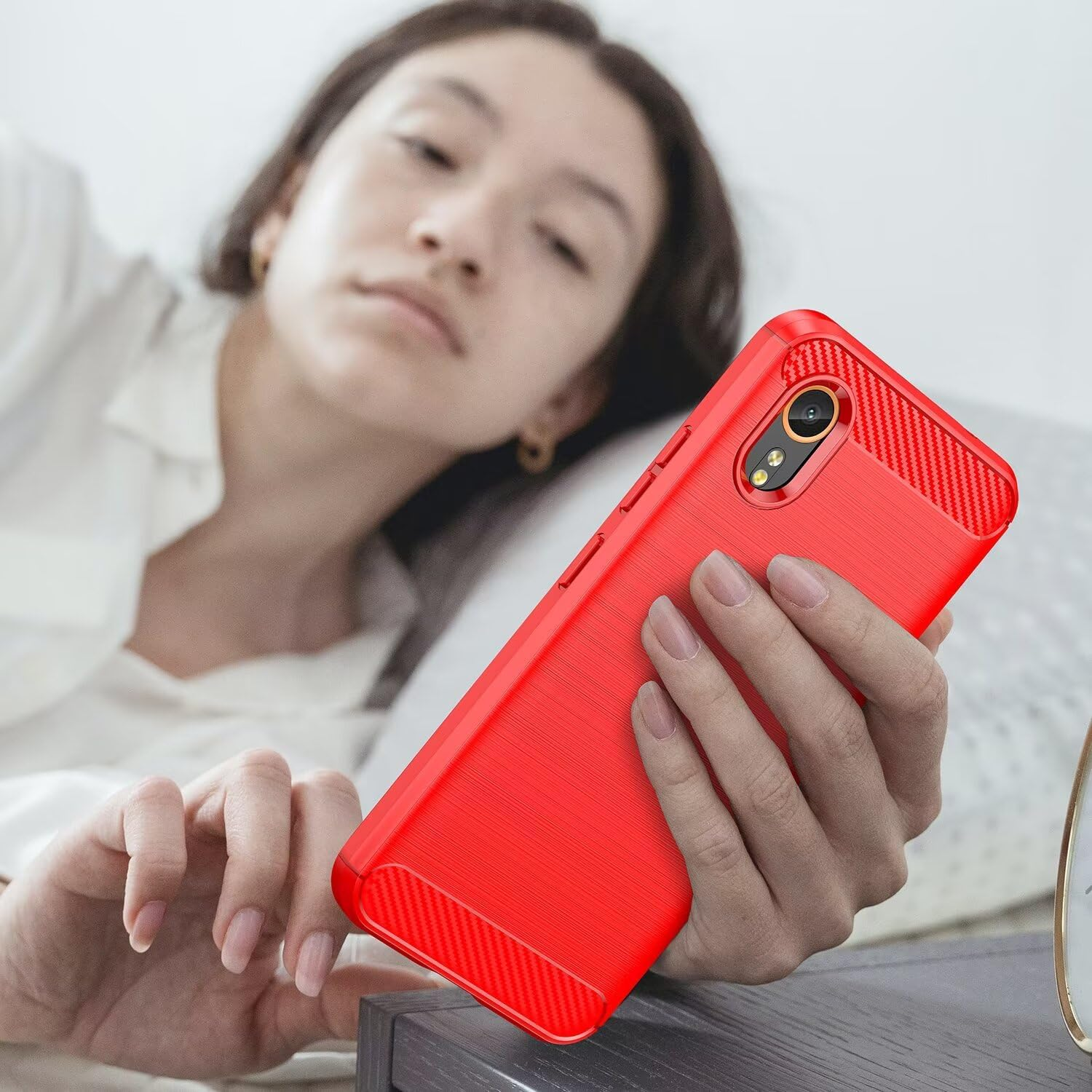 Topme Silicone Case for Samsung Galaxy Xcover7 (6.6 Inches), Brushed Texture Style Mobile Phone Case, Red image number 4