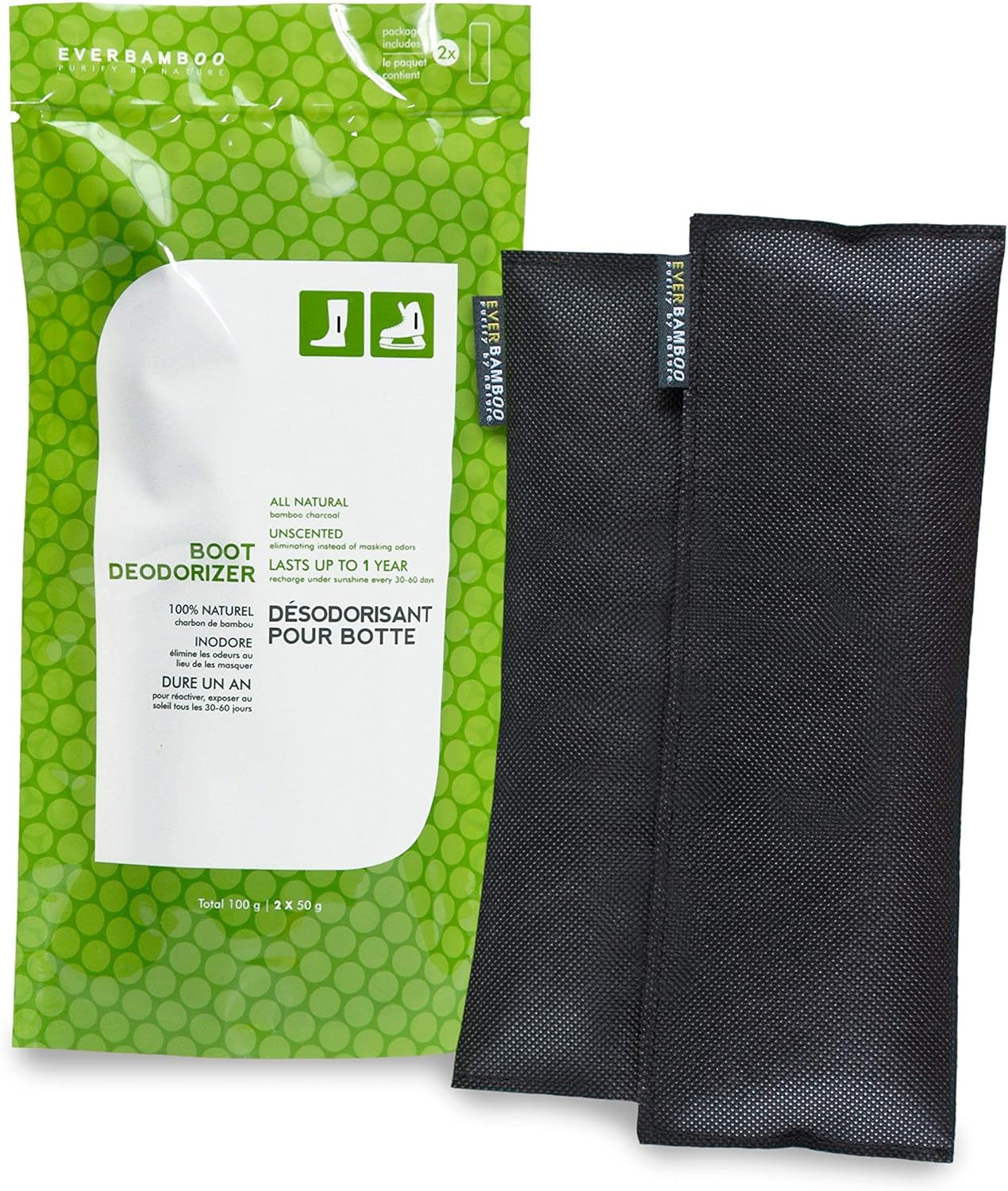 Ever Bamboo Boot Deodorizer Bag Set W/Natural Bamboo Charcoal (Pair, 2 X 50 G)&hellip;