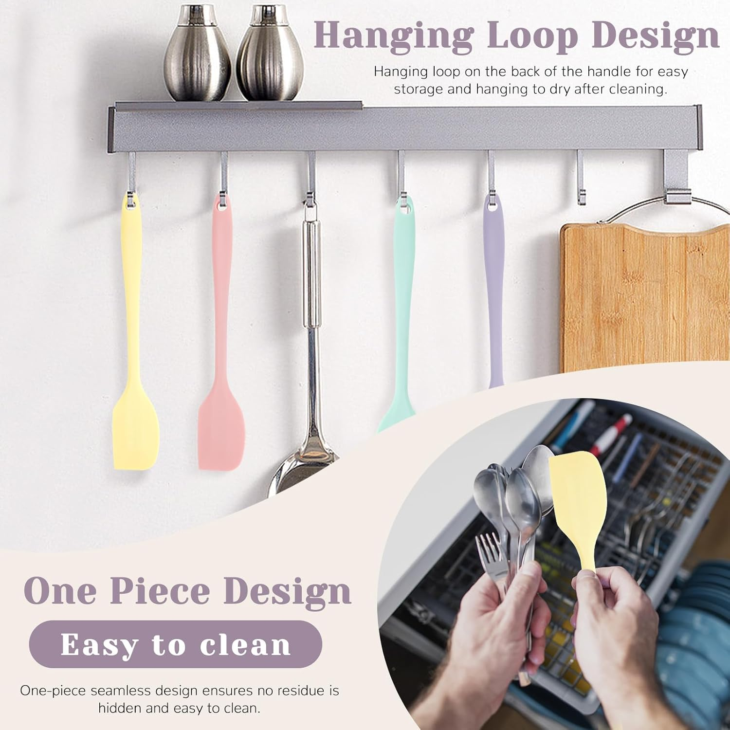 Realand 8Pcs Pastel Color Silicone Spatula, 8.5 Inch Rubber Spatula, Heat-Resistant Non-Stick Small Spatula Silicone Mini Baking Spatula Set for Cake Cream Kitchen Gadgets (Mixed Color)