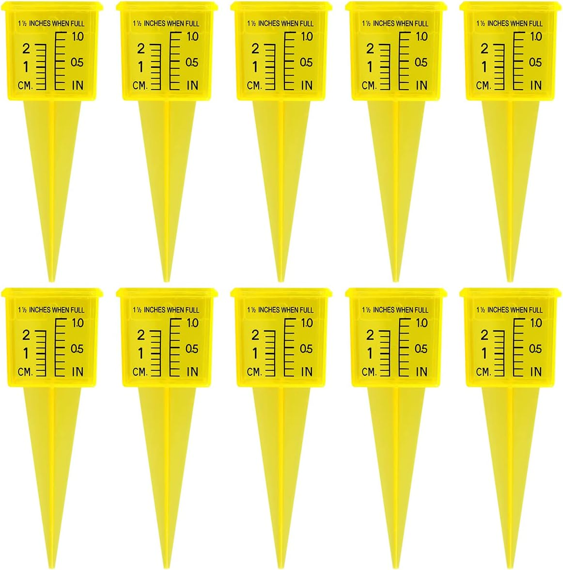 10Pcs Garden Water Gauge - Reusable Transparent Rain Gauge for Accurate Lawn and Backyard Water Measurement - Plastic Sprinkler Instrument in Bright Yellow (10Pcs) image number 3