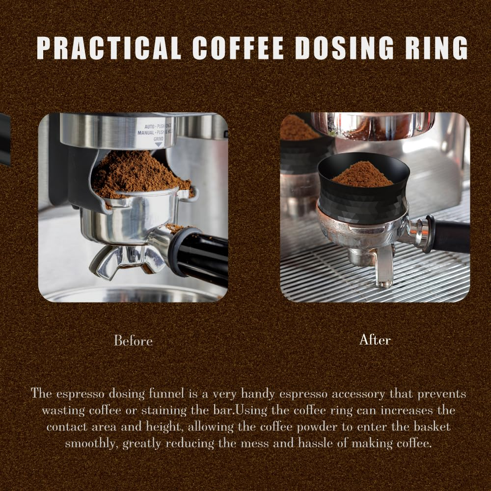 KYONANO 58Mm Magnetic Dosing Funnel, Espresso Coffee Dosing Ring, Compatible with All 58Mm Portafilter, Espresso Accessories for Barista, Home, Cafe image number 4