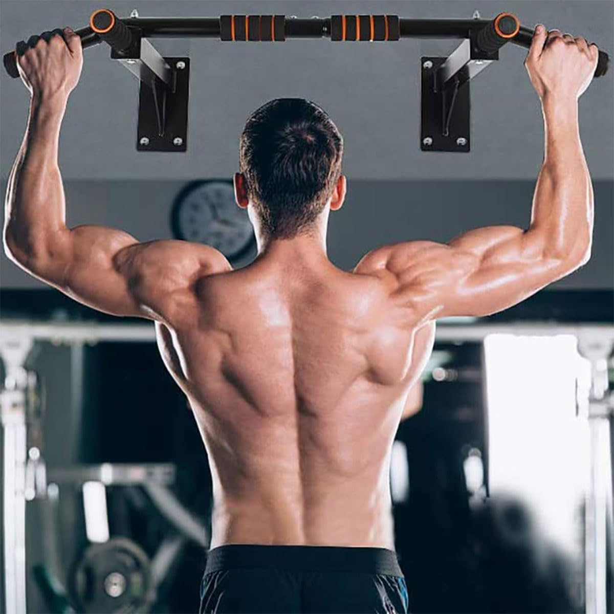 AIMALL Heavy-Duty Wall-Mounted Horizontal Bar for Door Frames, Adjustable Width 37-47In, Non-Slip Grips, High-Quality Steel, Ideal for Home Fitness & Bodyweight Exercises image number 6