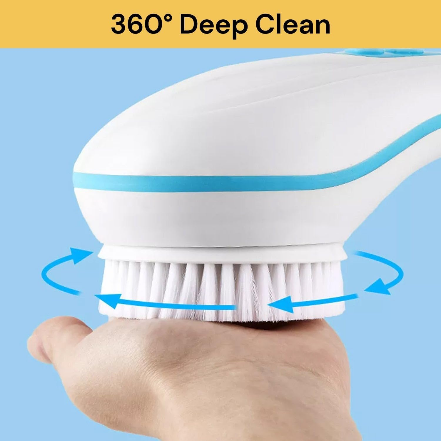 EZONEDEAL Waterproof Electric 5 in 1 Spin Spa Long Handle Spinning Electric Brush Shower Massager with 5 Spa Attachments Cleanse & Pamper Your Body Massager, Body Scrub Cleansing Shower Sponge Brush image number 6