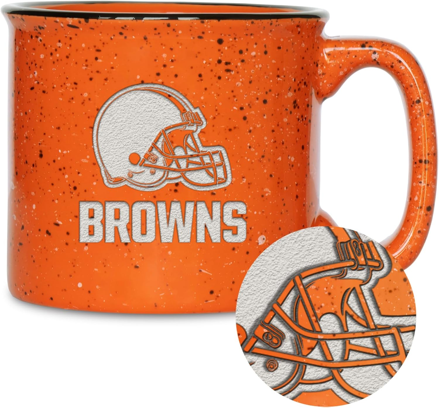 Rico Industries NFL Football Cleveland Browns Speckle 12Oz Laser Engraved Campfire Mug