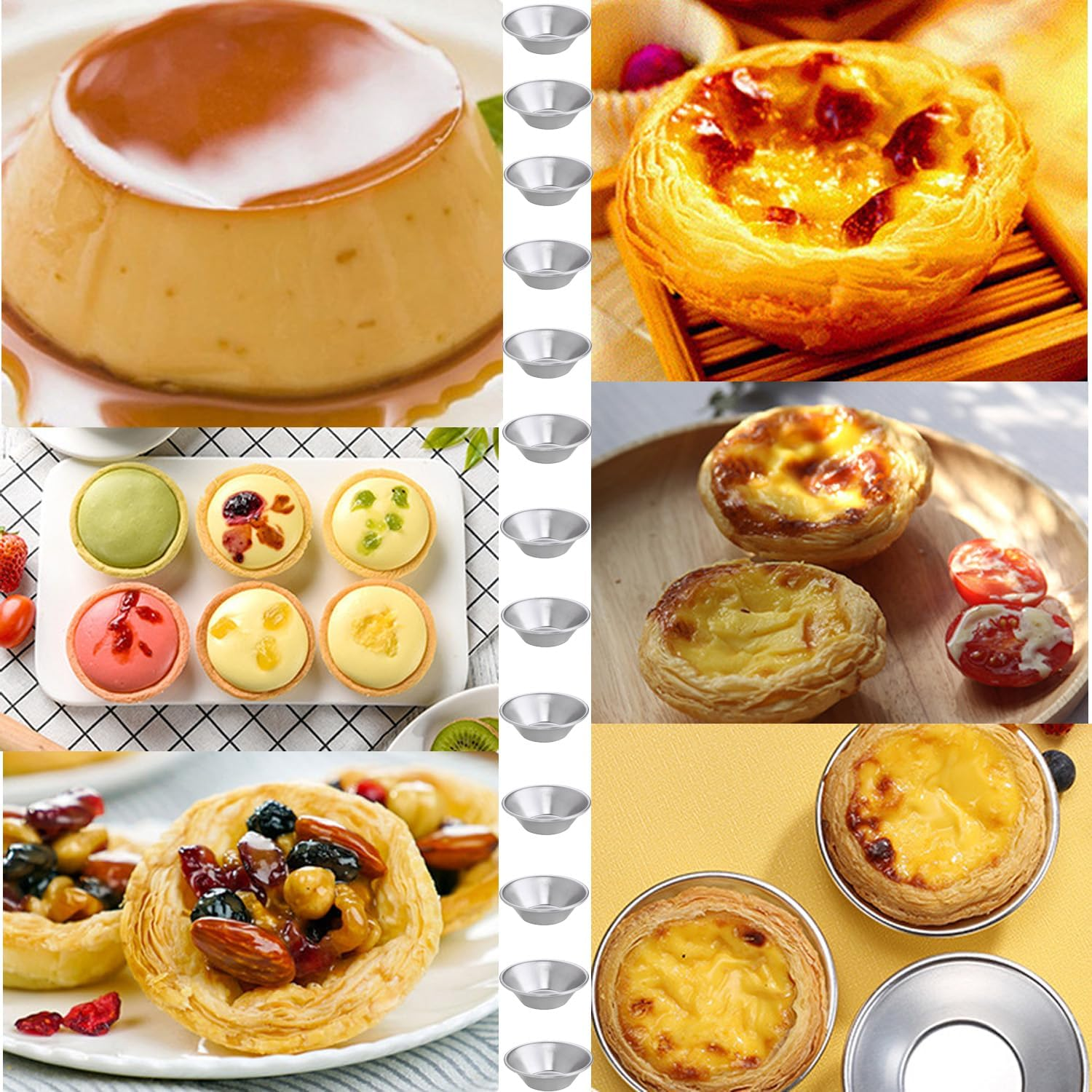 20PCS Aluminium Tart Moulds,Thickened Non-Stick round Cake Cups,Baking Moulds,Pudding Mould Cups,Quiche Models,Cupcake and DIY Dessert Moulds image number 4