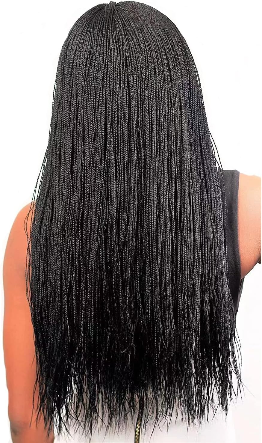 Czrleaty Knotless Braided Wigs for Black Women Heat Resistant Fiber Soft Synthetic Short Bob Box Braided Wig with Bangs African American Braided Wigs (22 Inches, Middle Part Black) image number 4