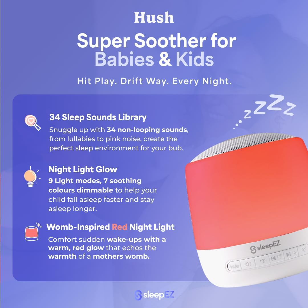 Hush Light & Sound Machine | Soothes Cries, Supports Deep Sleep & Masks Household Noise | White Noise Machine & Red Night Light | Portable, App-Controlled Baby Sleep Aid for Newborns & Toddlers image number 6
