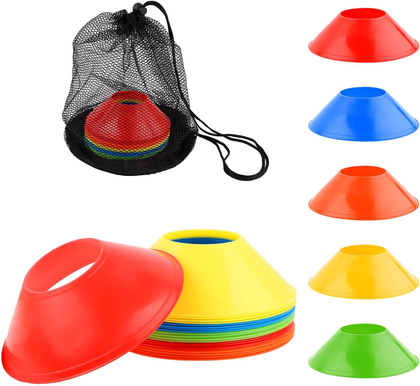 25Pcs Soccer Cones for Sports Training, 5 Inch Mini Football Cones with Mesh Bag, Flexible Agility Practice Cones Drills Training Plastic Cones for Basketball Sports Games Kids Skating