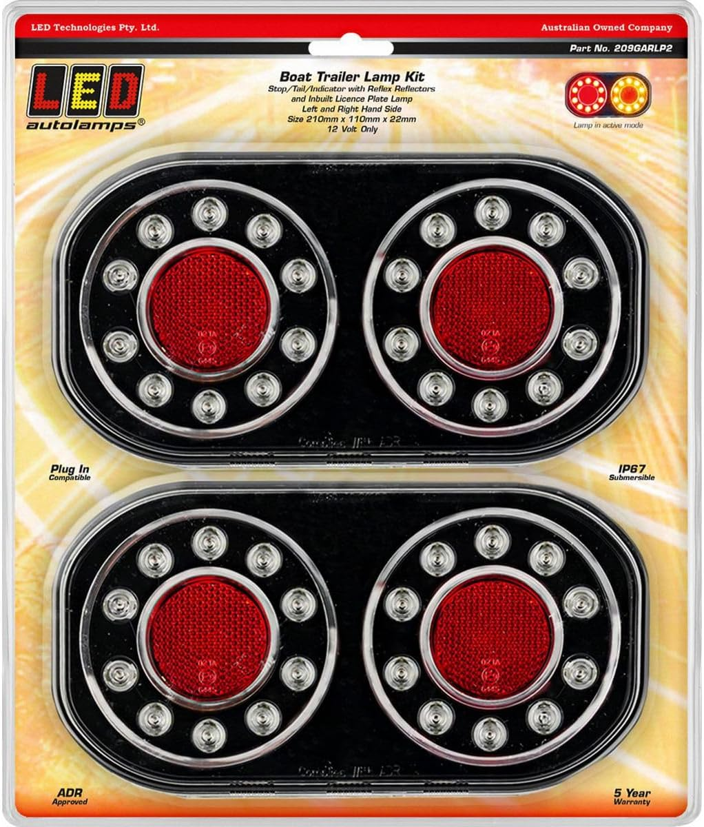 LED Autolamps 12V LHS/RHS Stop/Tail/Indicator/Licence Plate Lamp, 210 Mm X 110 Mm X 30 Mm Size image number 1