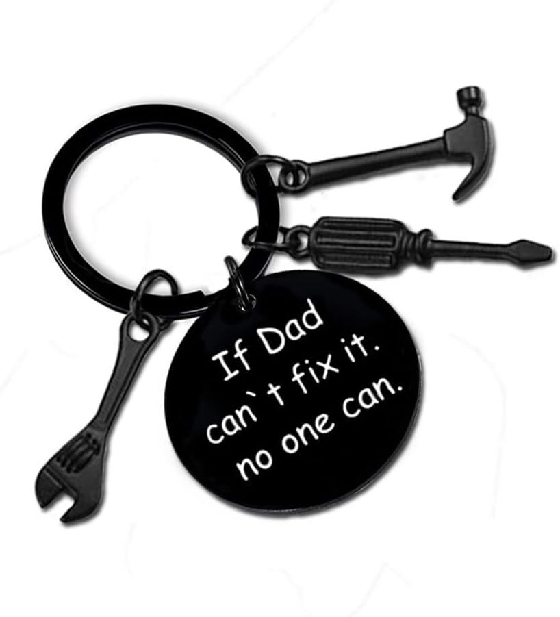 Dad Gifts from Daughter Son Father Day Gifts Dad Christmas Birthday Gifts from Daughter Son If Dad Cant Fix It No One Can Keychain image number 2