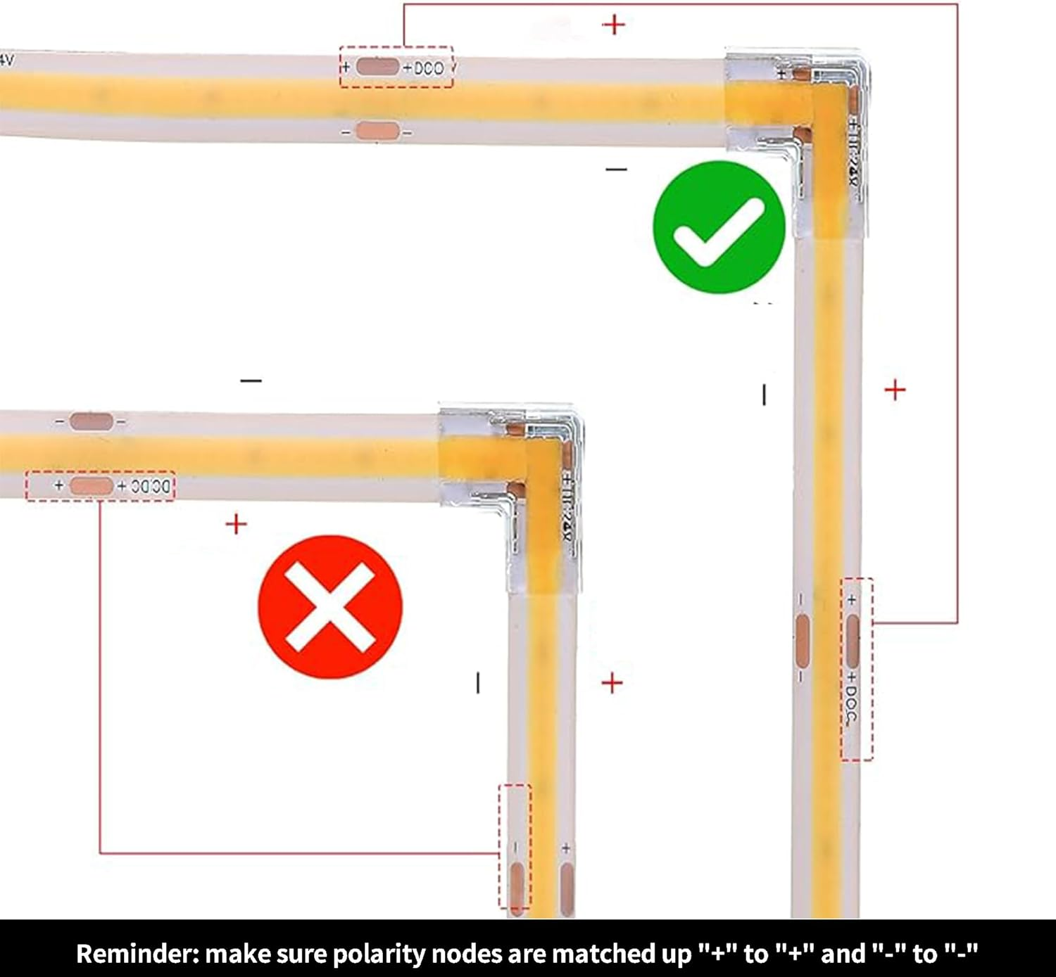 Clearhill 10Mm 2Pin 10Pcs L-Shape Press-In Assembly COB Led Strip Connectors,Ultra Slim,90&deg;Right Angle Corner Joints for Single Color 5V/12V/24V Light Strips,Transparent Terminal,Safe Connection. image number 3
