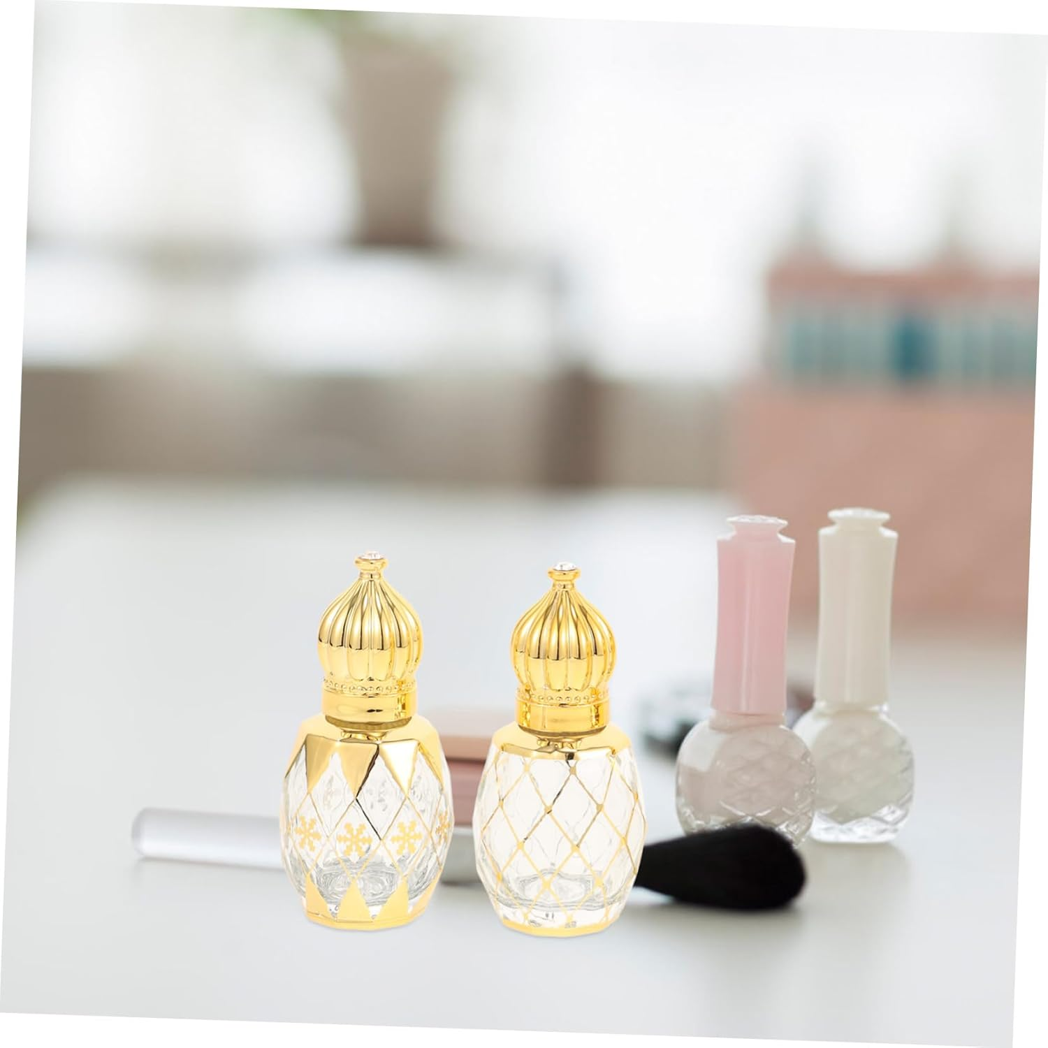 4Pcs Empty Glass Perfume Bottle Roller Alloy Cap Essential Oil Bottle for Aromatherapy and Household Use image number 6