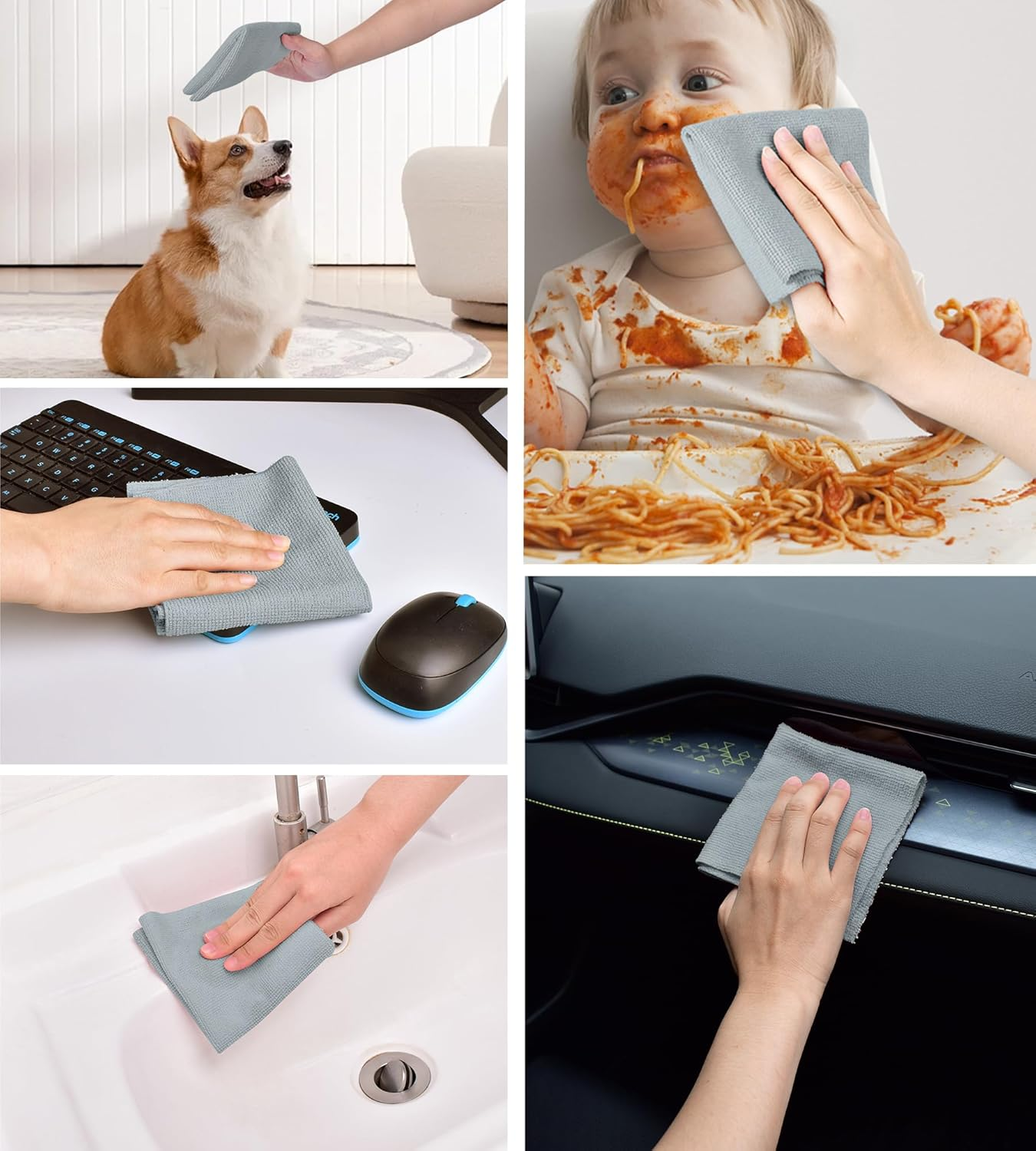 Kitchlife Microfiber Cleaning Cloth Roll - Tear-Away Reusable Microfiber Paper Towels, Lint-Free, Washable, 20 Sheets for Kitchen, Car, Dishes, and Sensitive Surfaces (Grey) - Black image number 2