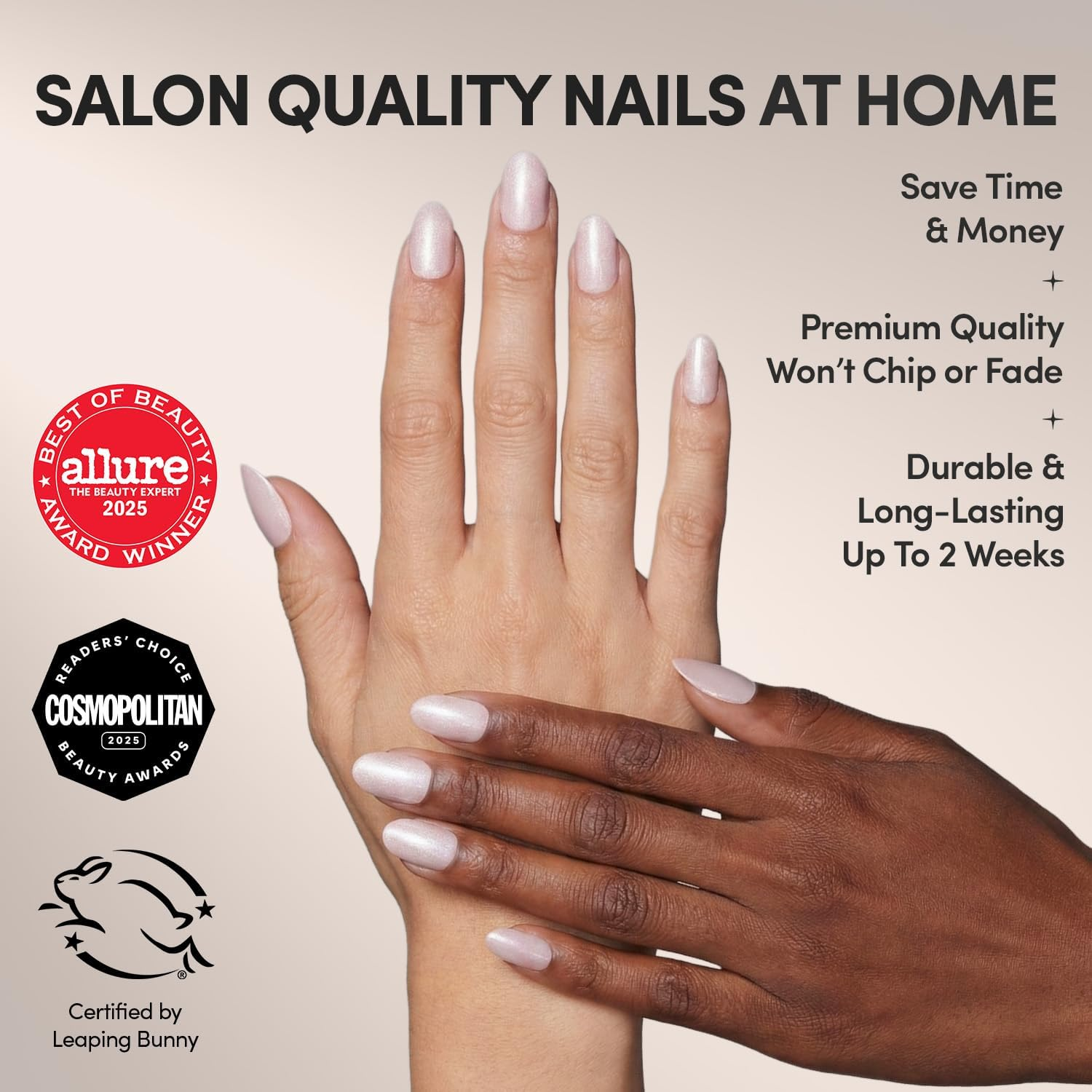Glamnetic Press on Nails - Pure Intentions | Glossy, Semi-Transparent, Short round Nails, Reusable | 12 Sizes - 30 Nail Kit with Glue - Pure Intensions image number 3