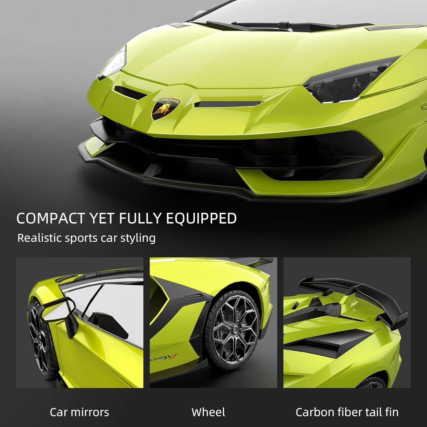 Lamborghini Remote Control Car, 1:24 Scale Electric Sport Racing Hobby Toy Car Lamborghini Model Vehicle for Boys Girls Birthday Gifts, Green - Yellow image number 6