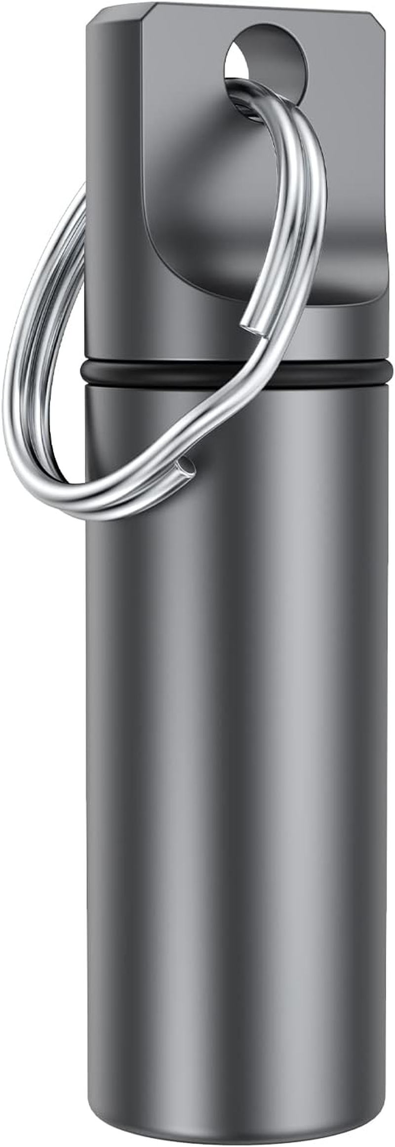 Small Pocket Pill Box Keychain , Aluminium Alloy Portable Mini Pill Organizer Case Container for Purse, Waterproof Metal Pill Holder Medicine Bottle for Outdoor Camping Travel (Silver)