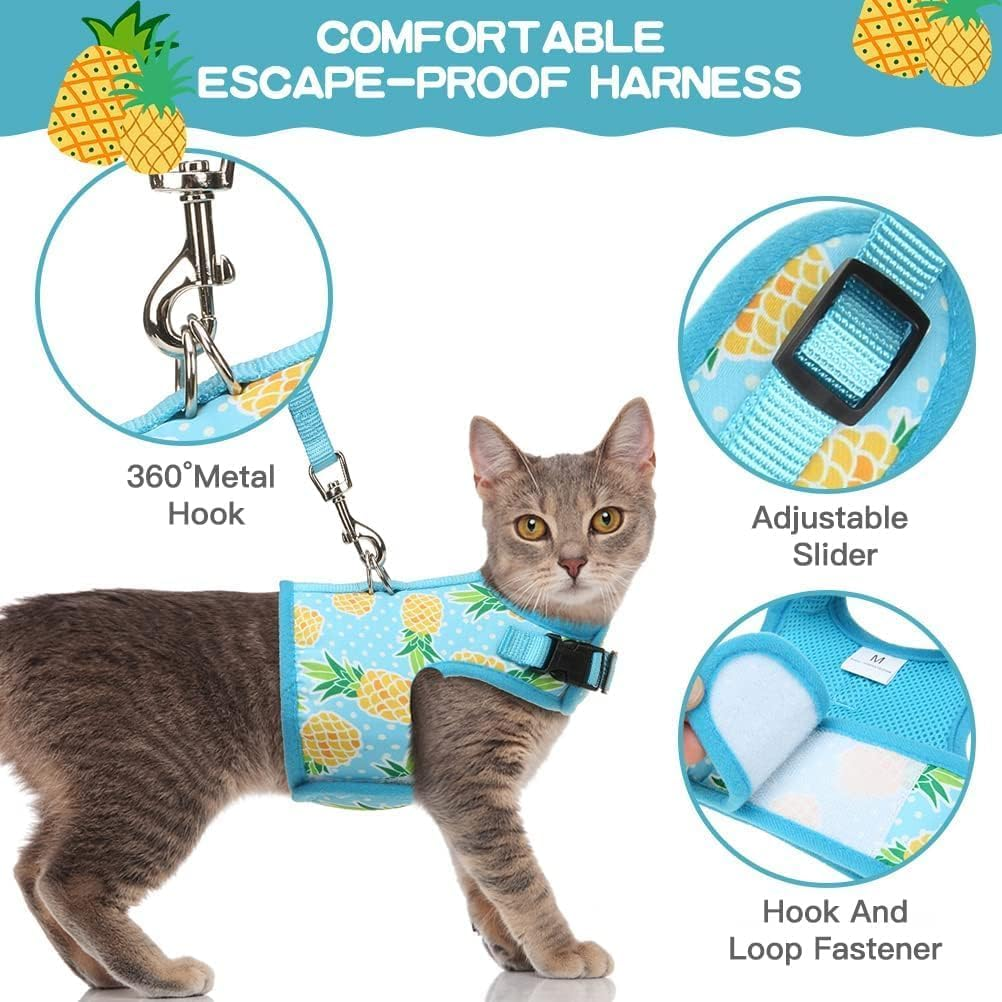 BINGPET Cat Harness - Mesh Cat Dog Walking Harness with Leash - Adjustable Cat Vest Harness for Kittens and Puppies - Pineapple image number 6