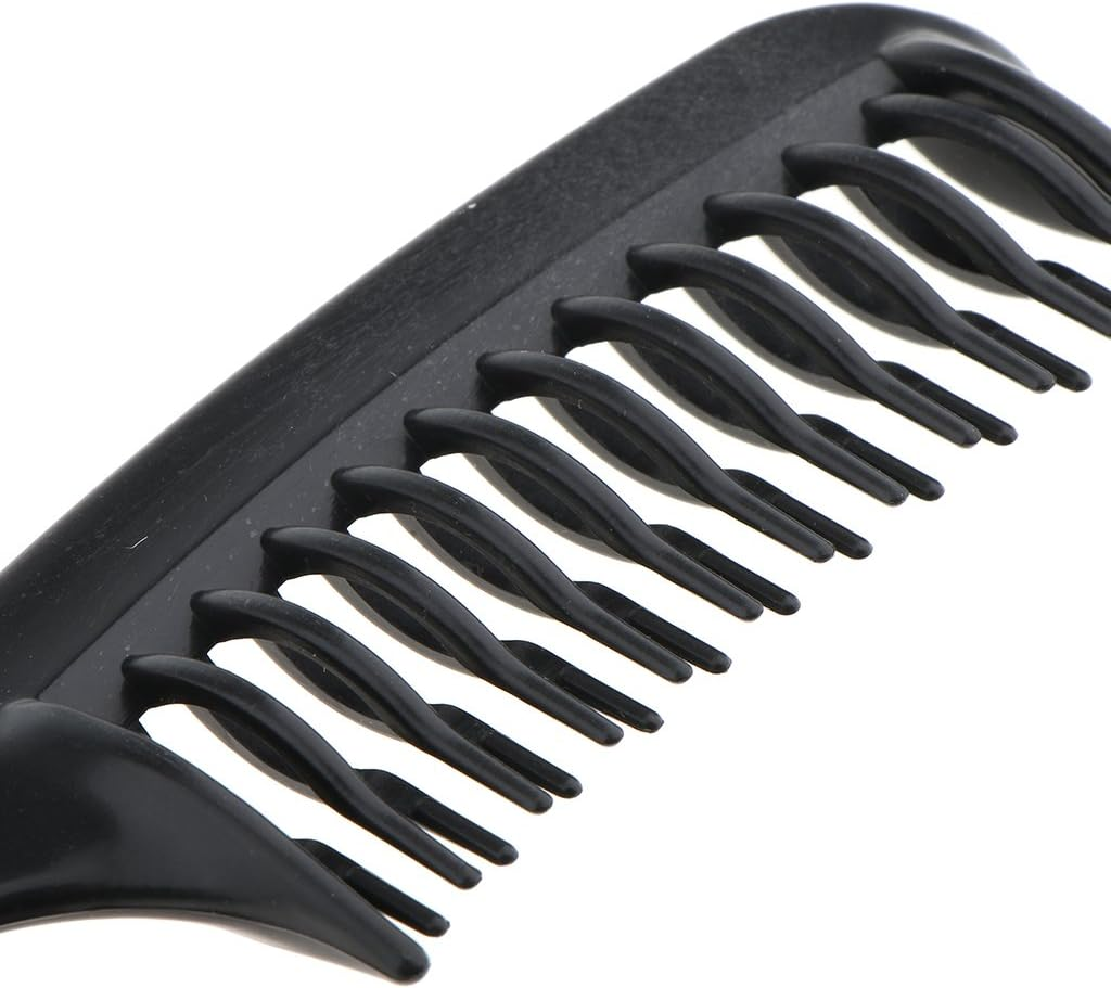 2 Pieces Anti-Static Black Plastic Double Row Comb Long Straight Curling Hair Styling Beauty Tool image number 1