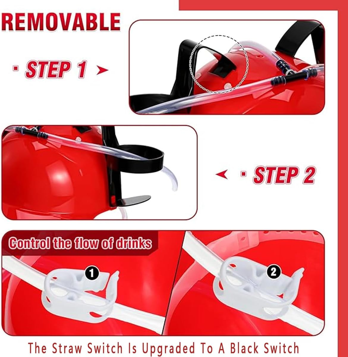 AIMALL Creative Summer Lazy Drink Hat - Adjustable Beverage Drinking Cap, Fun for Parties and Games, Fits Standard Beverage Cans, 11X6.88 Inches - Red image number 5