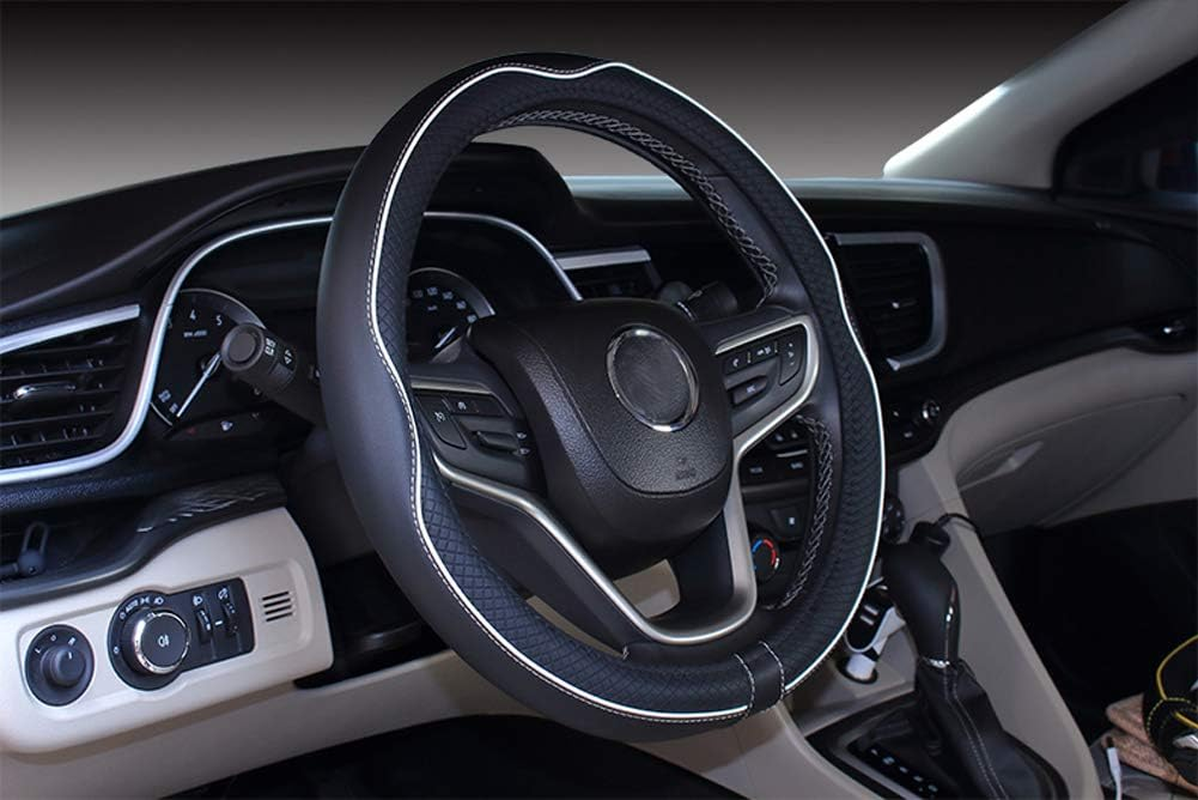 Istn Microfiber Leather Car Steering Wheel Cover Universal 15 Inch/38Cm Breathable Anti-Slip Protector for Auto/Suv (Black Orange,14.5-15") image number 5