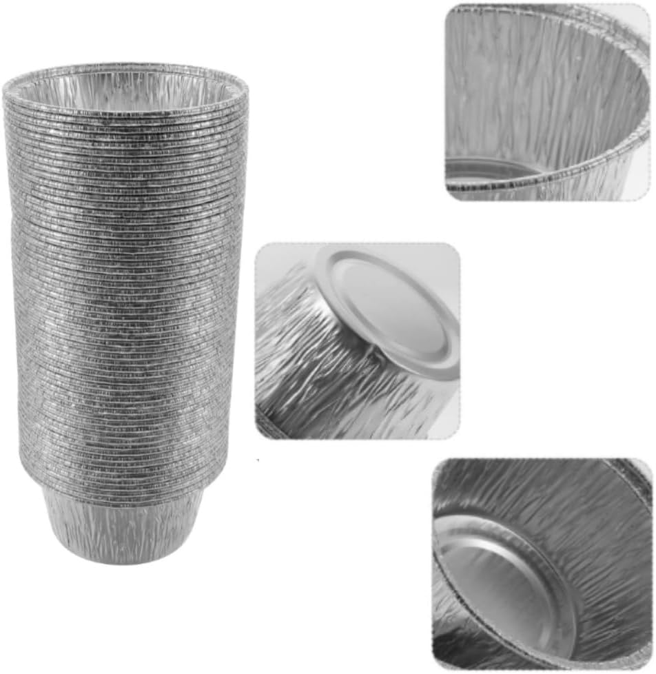 Fabselection Aluminium Foil Baking Trays - 100Pcs round Disposable Tart Molds - Small Aluminum Cups for Pudding Cupcake Muffin Foil Cups Nonstick Mini Tart Pie Tin Pan Liner Ideal for Creme image number 5