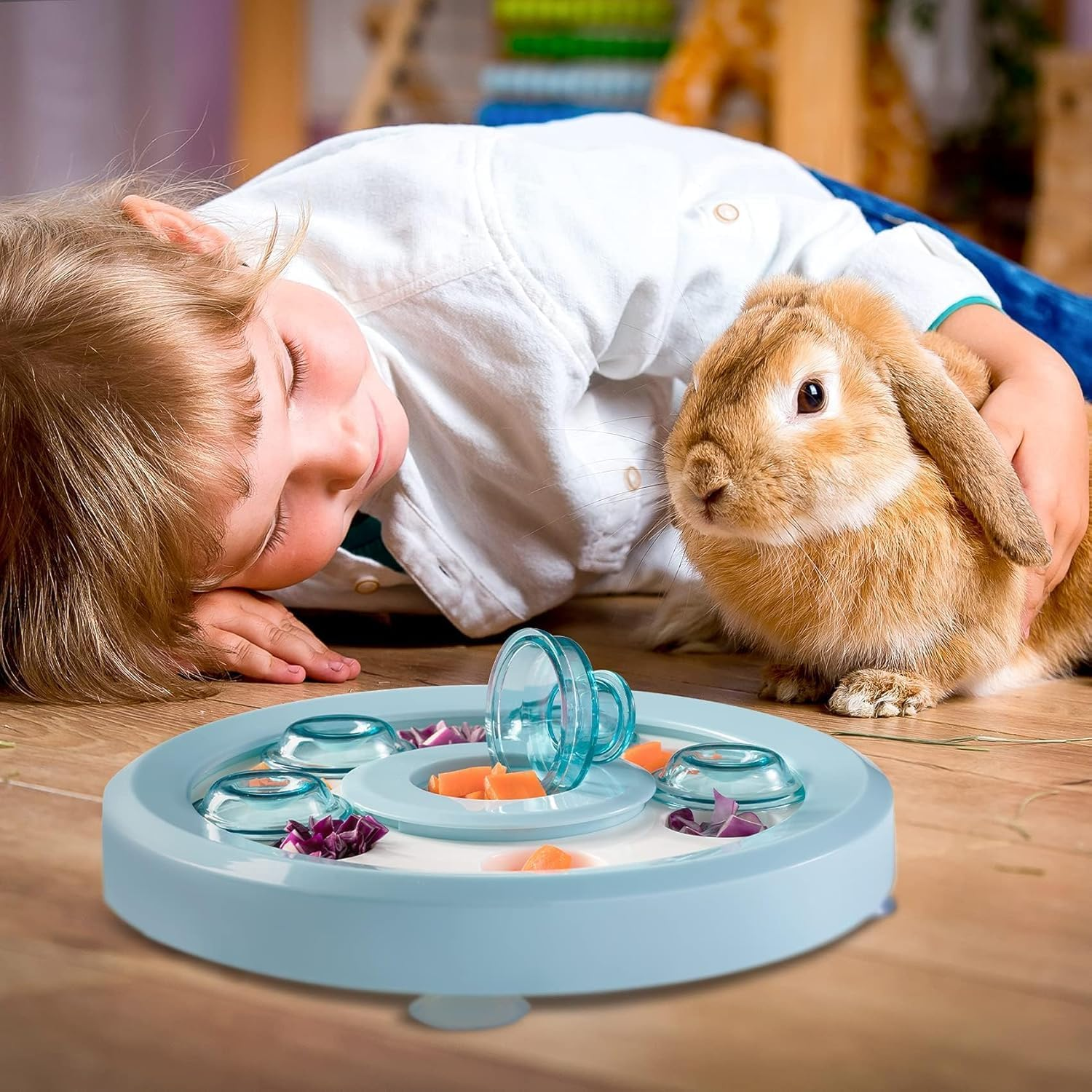 Cozioz Blue Feed Finder Toy for Guinea Pigs, Rabbits, Chinchillas, and Hamsters &ndash; Interactive Small Animal Toy and Accessory image number 2