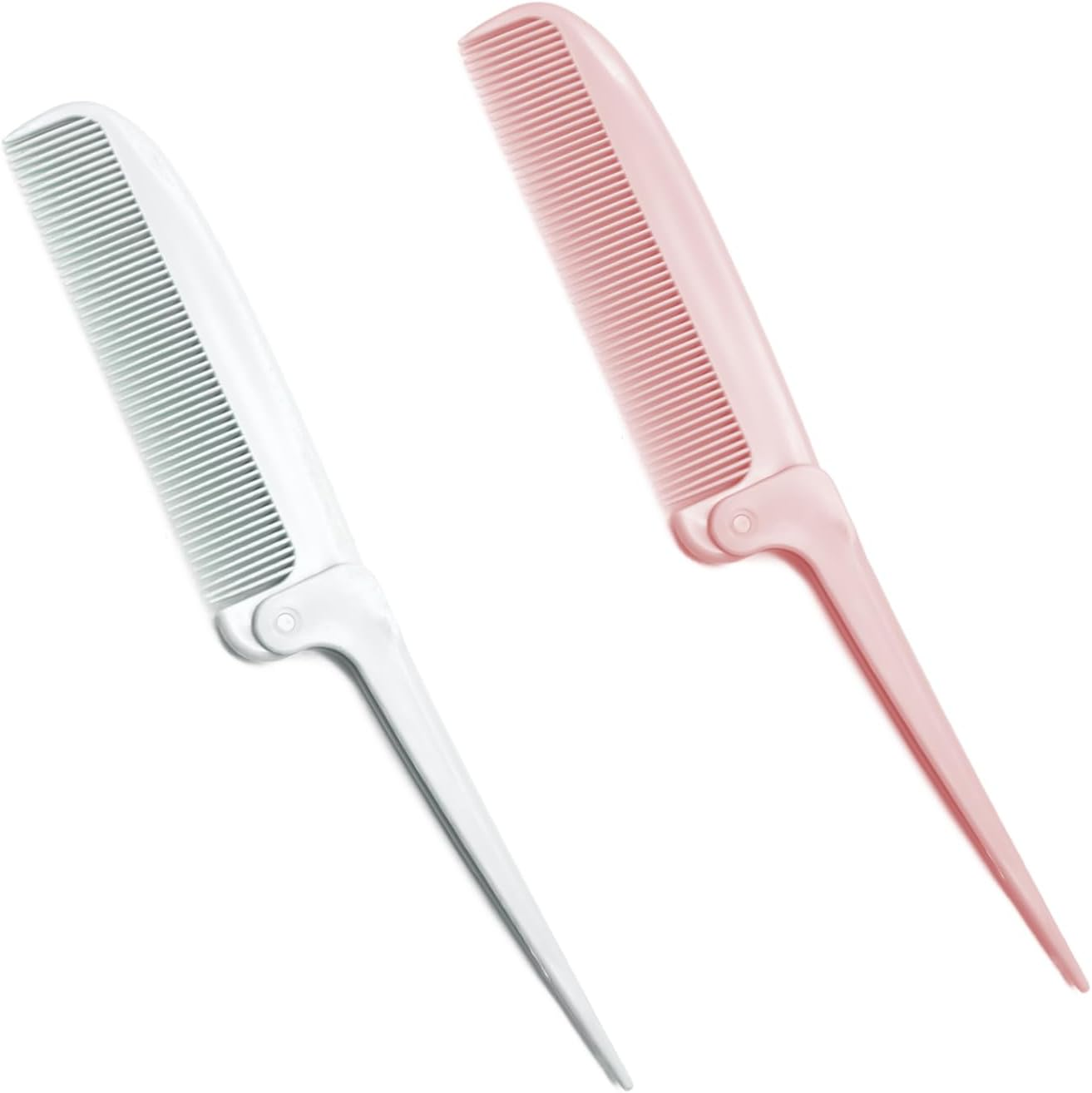 2 Pack Hair Parting Combs, Hair Styling Beauty Tools, Rat Tail Combs, Foldable Comb for Travel, Stylist (White,Pink) - White,Pink,Lightblue,Lightgreen image number 4
